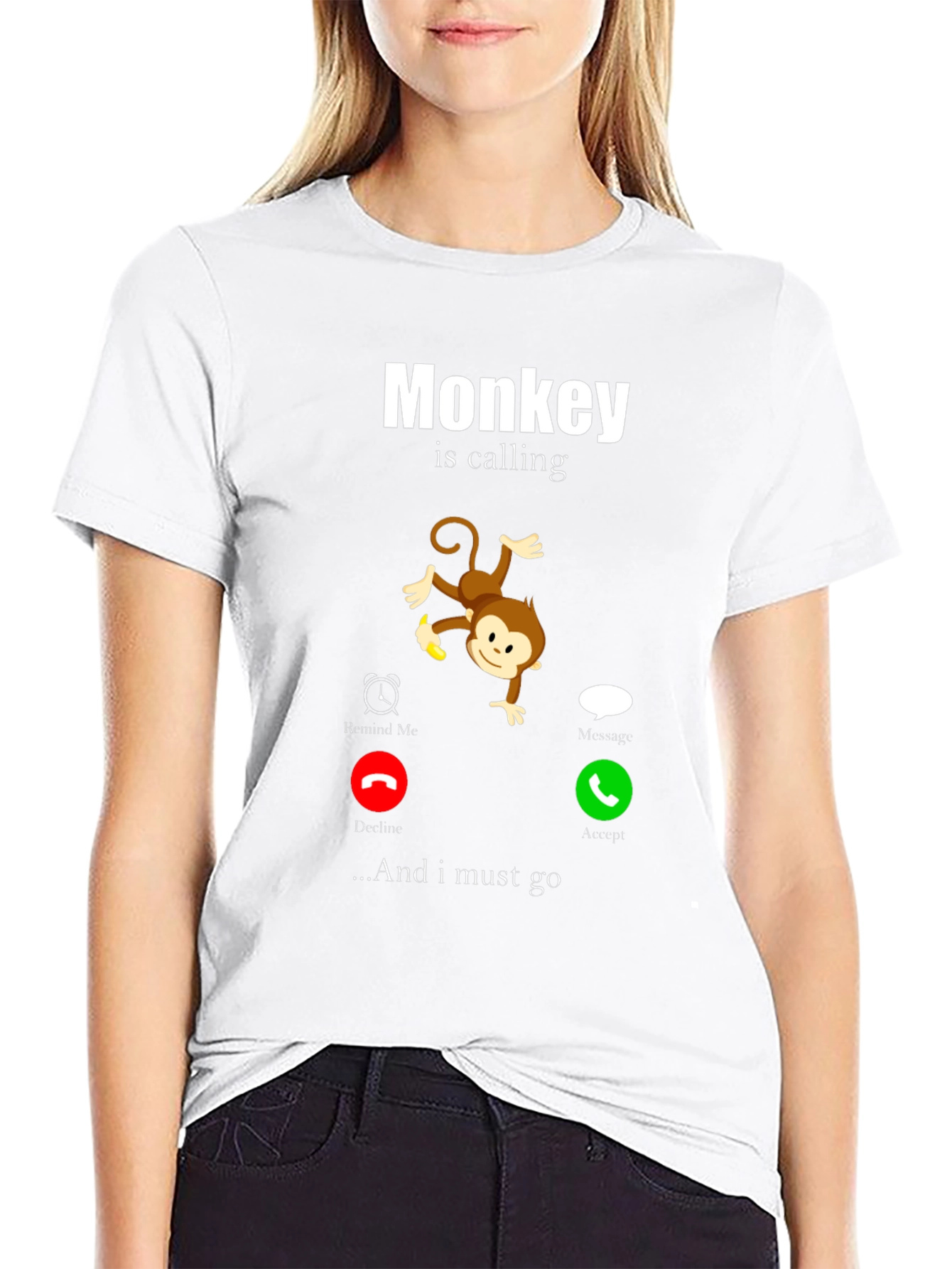 Monkey Calling Funny Graphic T-Shirt