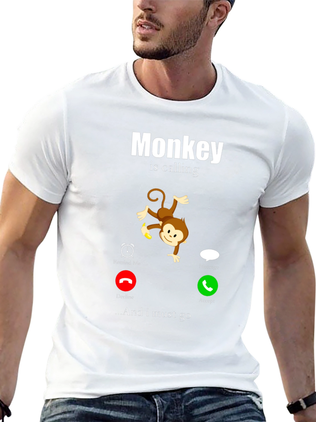 Monkey Calling Funny Graphic T-Shirt