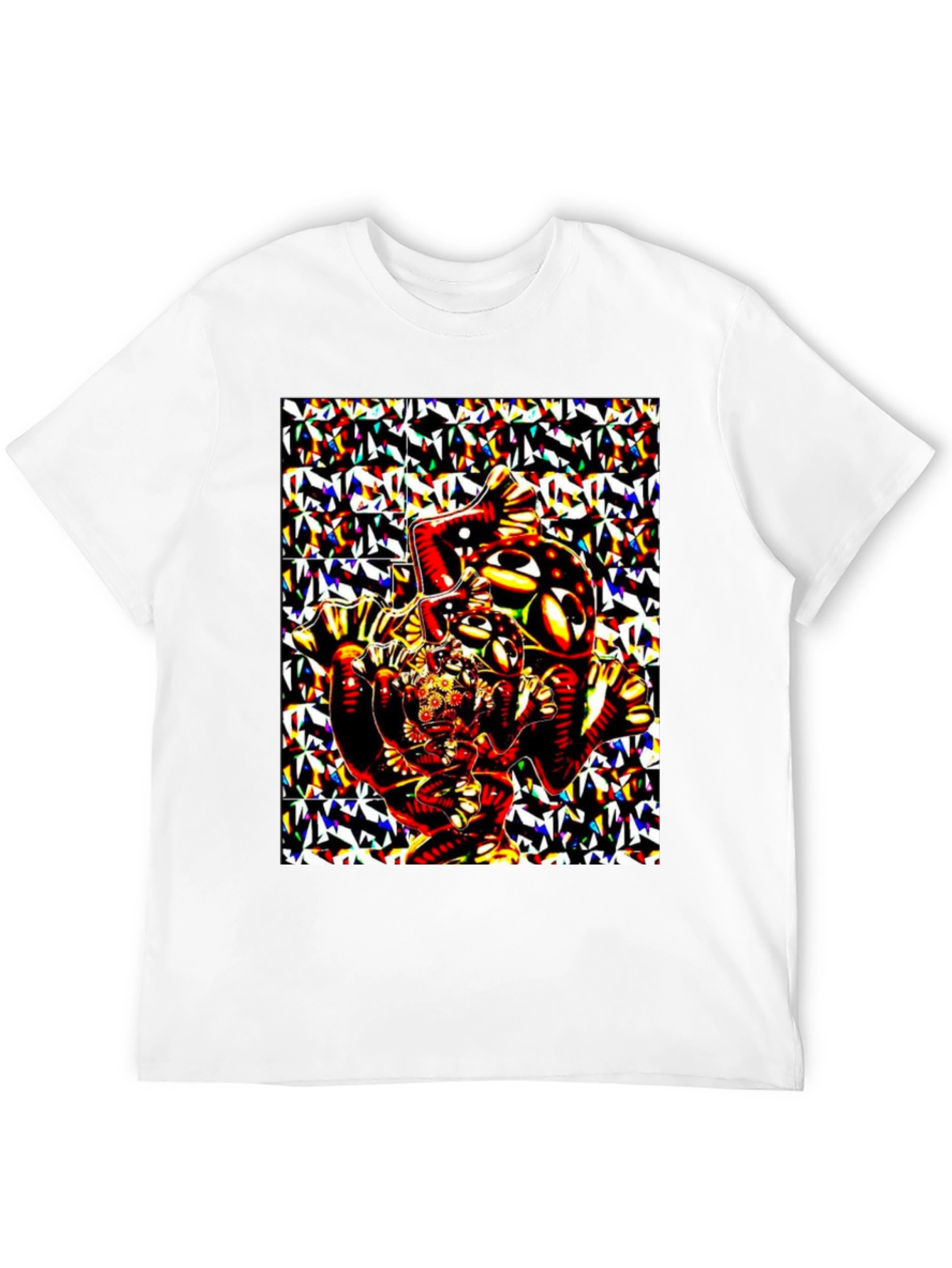 Abstract Geometric Print Black T-Shirt