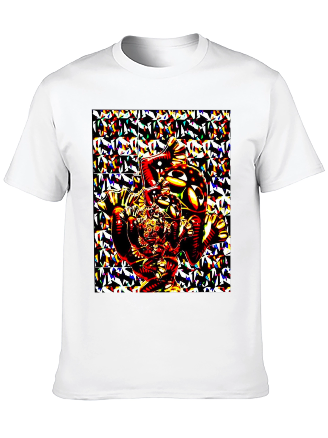 Abstract Geometric Print Black T-Shirt