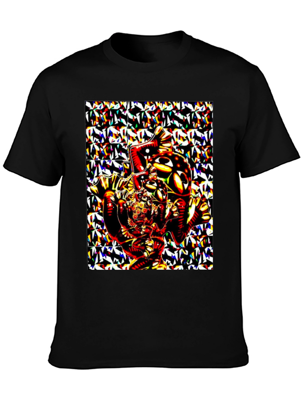 Abstract Geometric Print Black T-Shirt