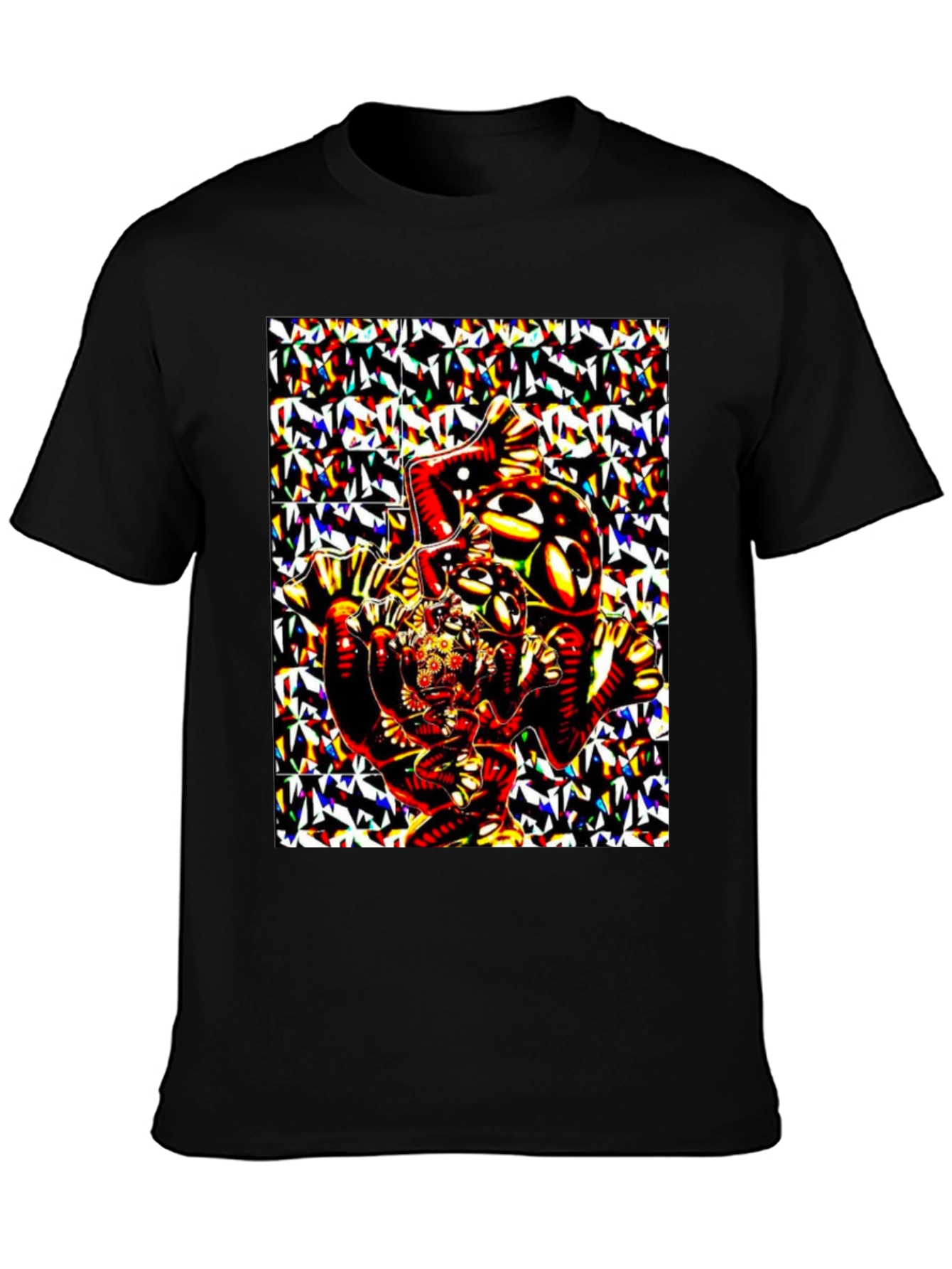 Abstract Geometric Print Black T-Shirt