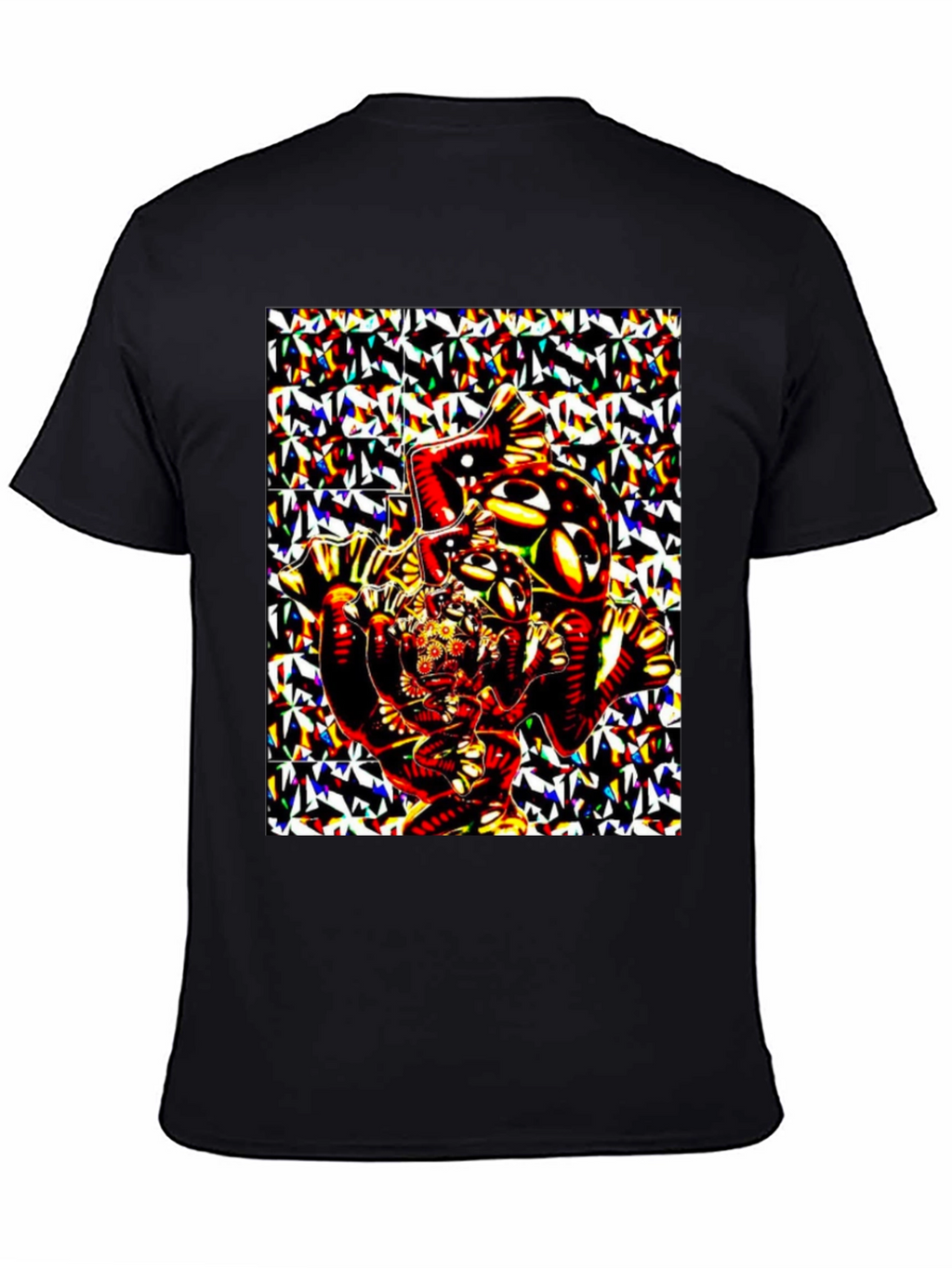 Abstract Geometric Print Black T-Shirt