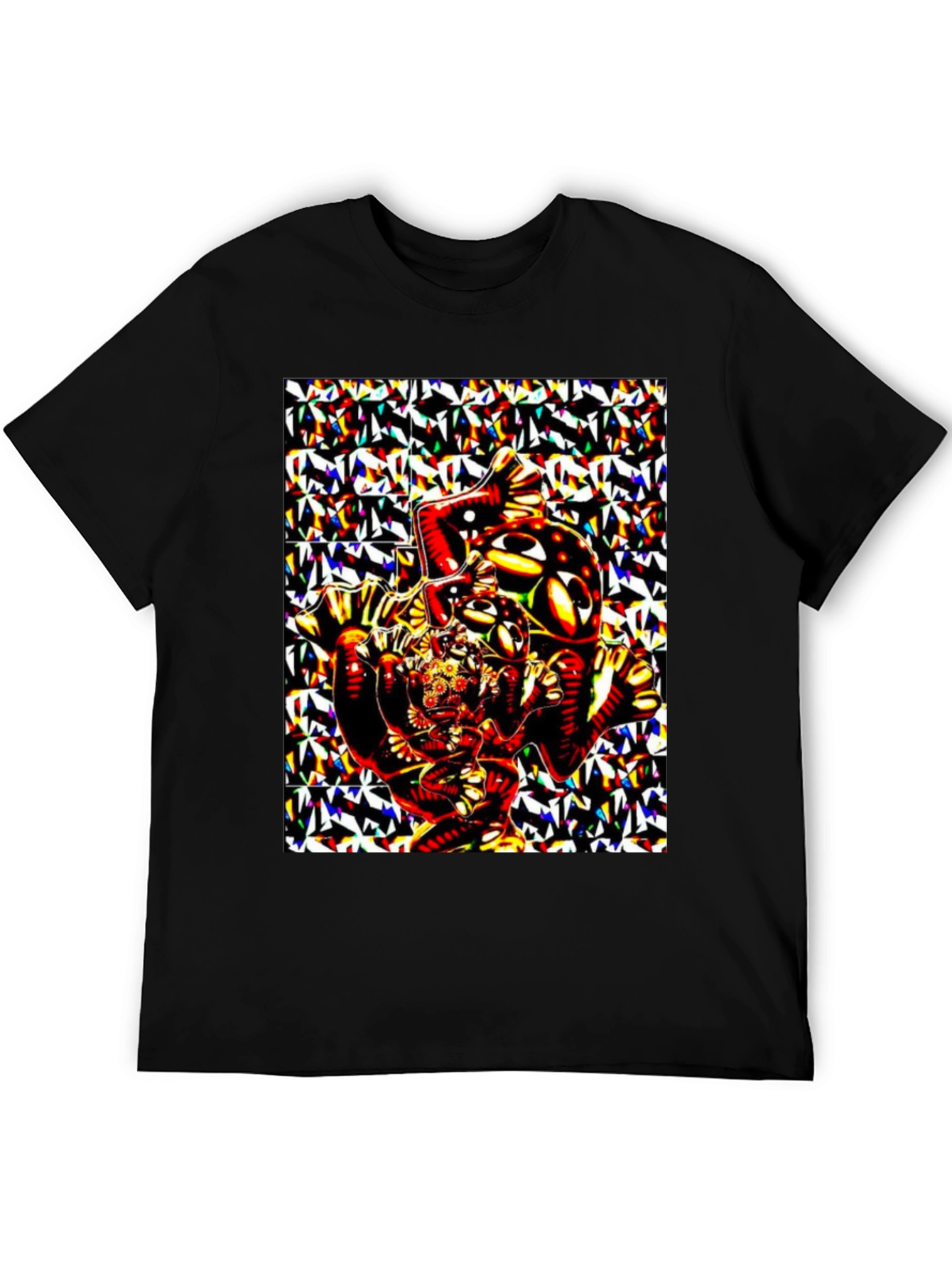 Abstract Geometric Print Black T-Shirt
