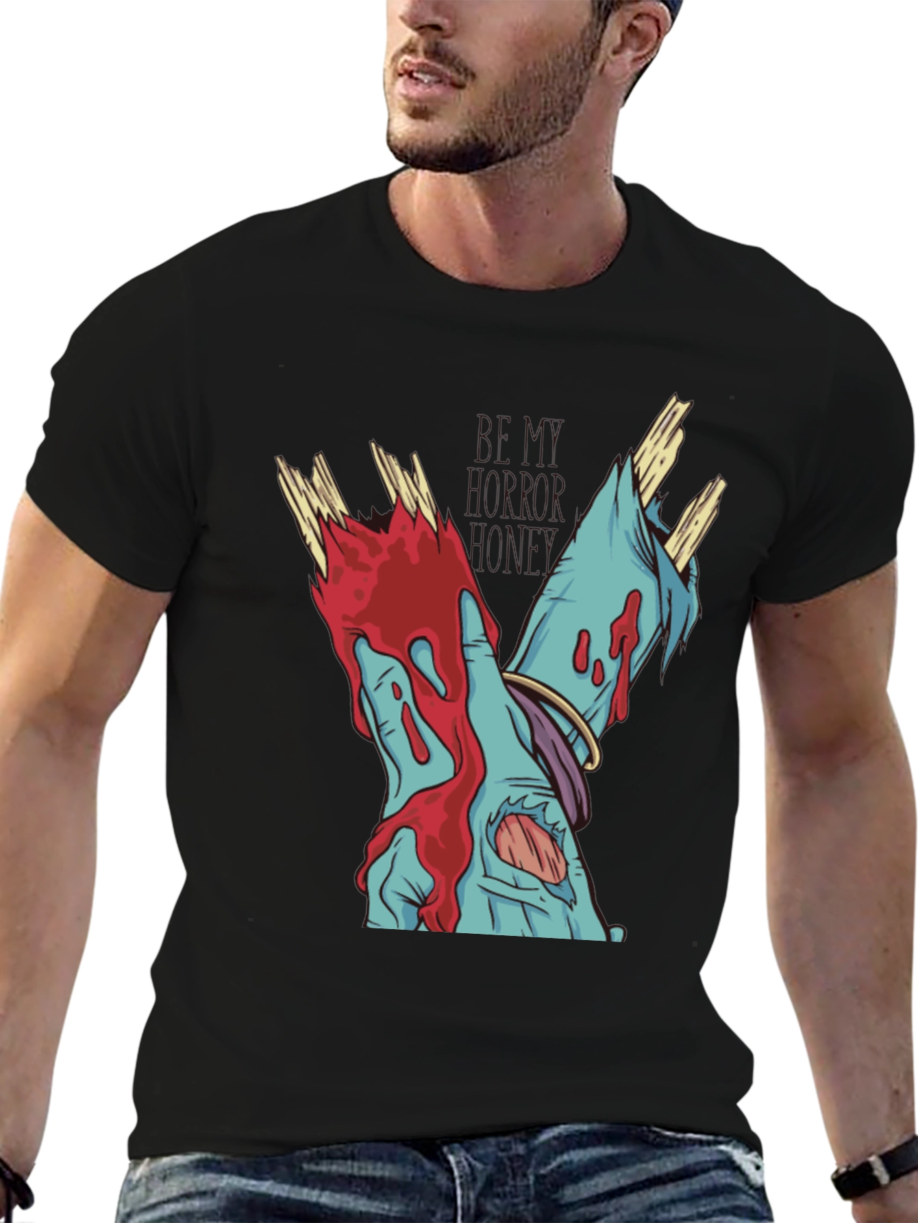 Zombie Hands Graphic Tee - Black Cotton T-Shirt