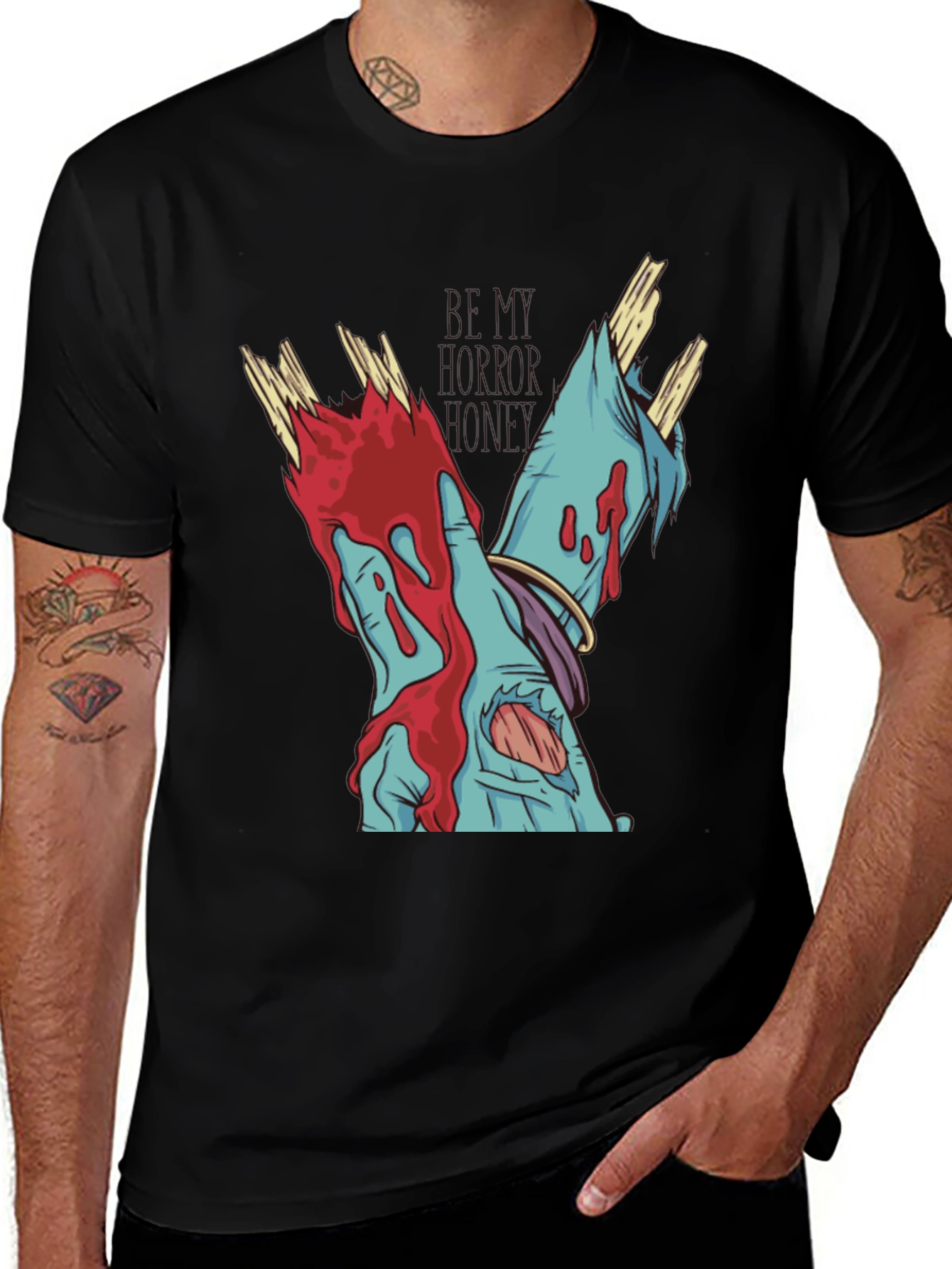 Zombie Hands Graphic Tee - Black Cotton T-Shirt