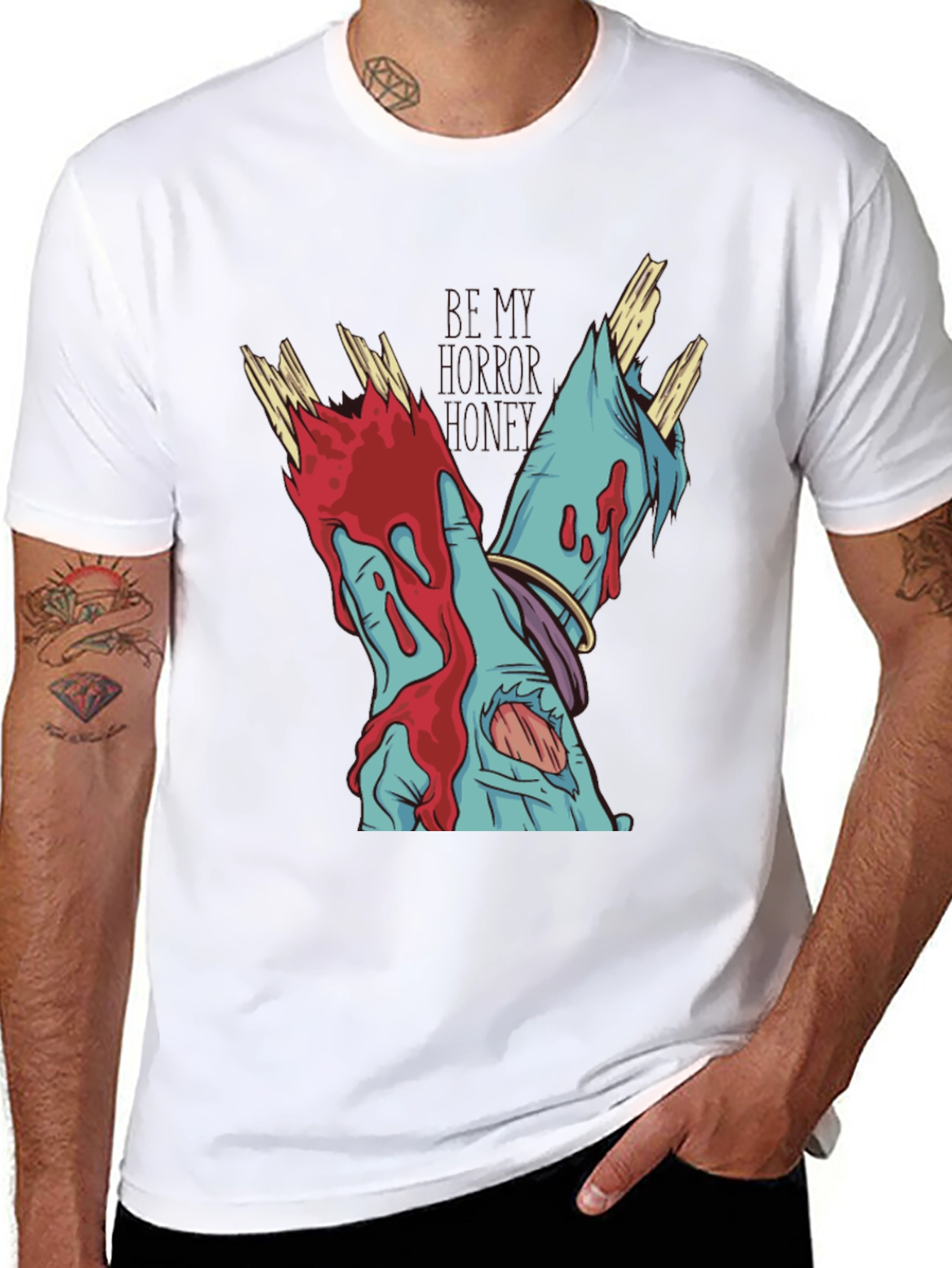 Zombie Hands Graphic Tee - Black Cotton T-Shirt