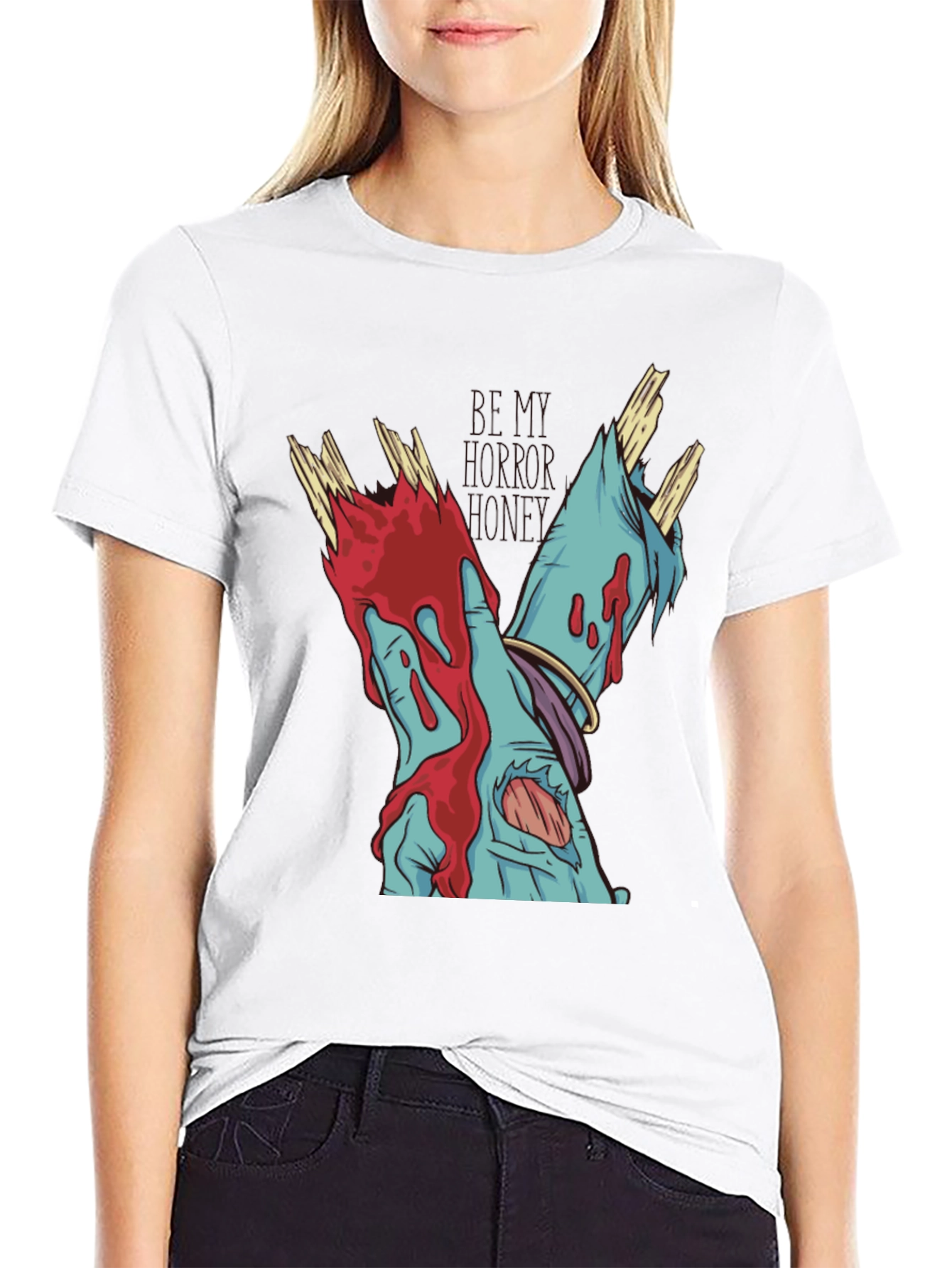 Zombie Hands Graphic Tee - Black Cotton T-Shirt