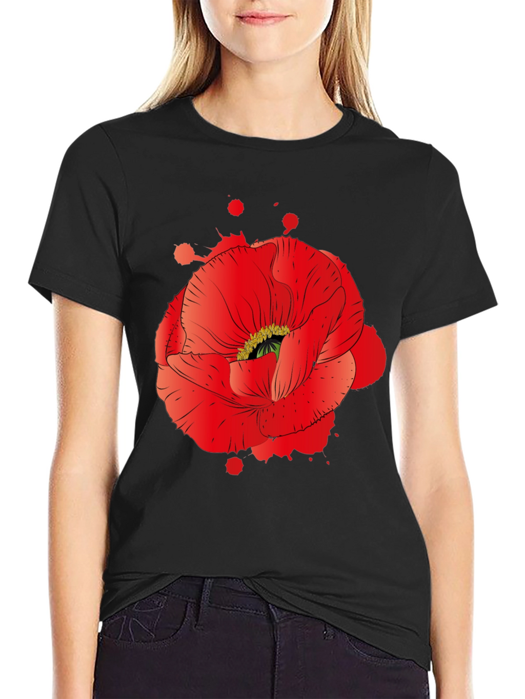 Red Poppy Graphic Print T-Shirt