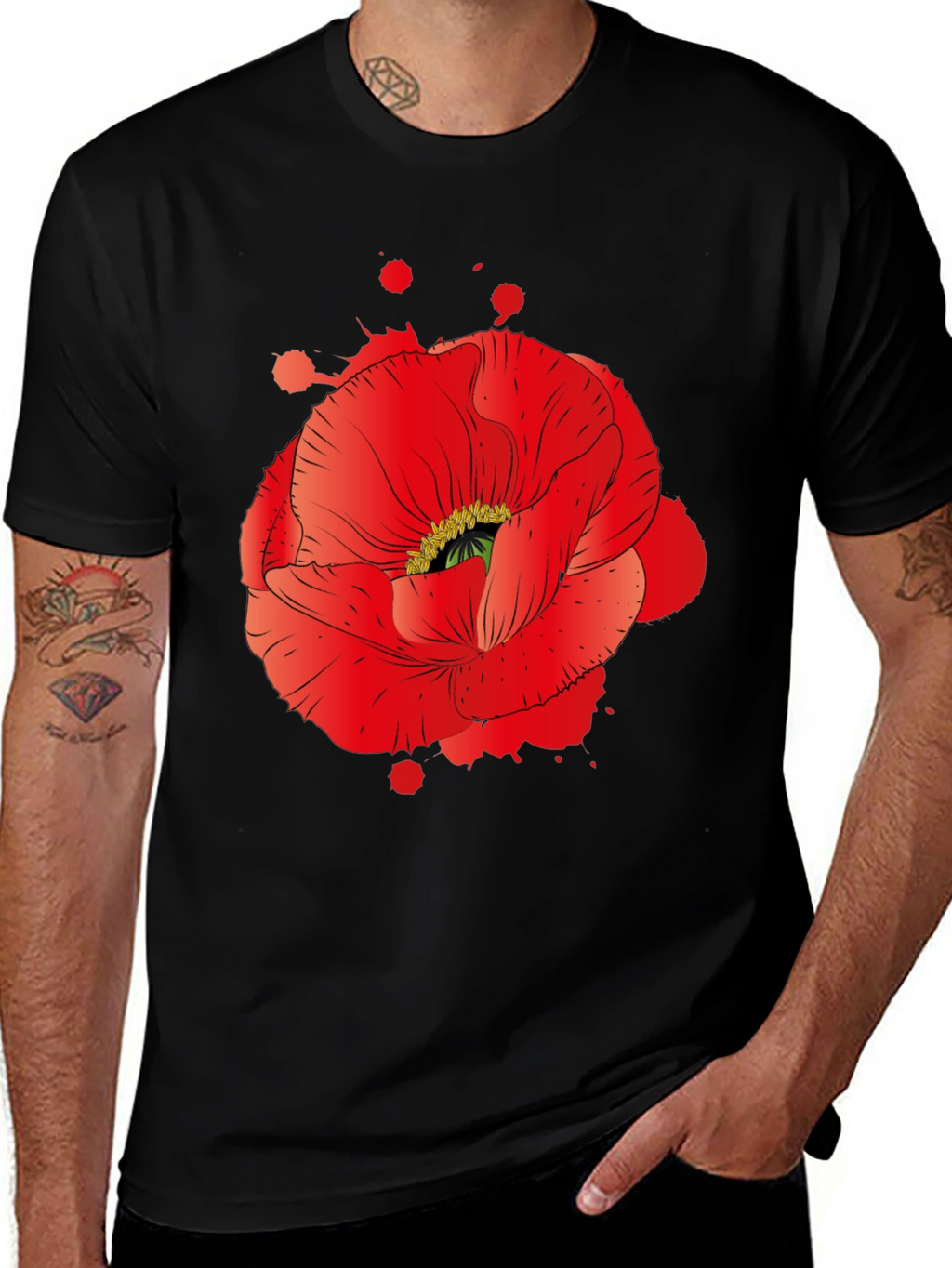 Red Poppy Graphic Print T-Shirt