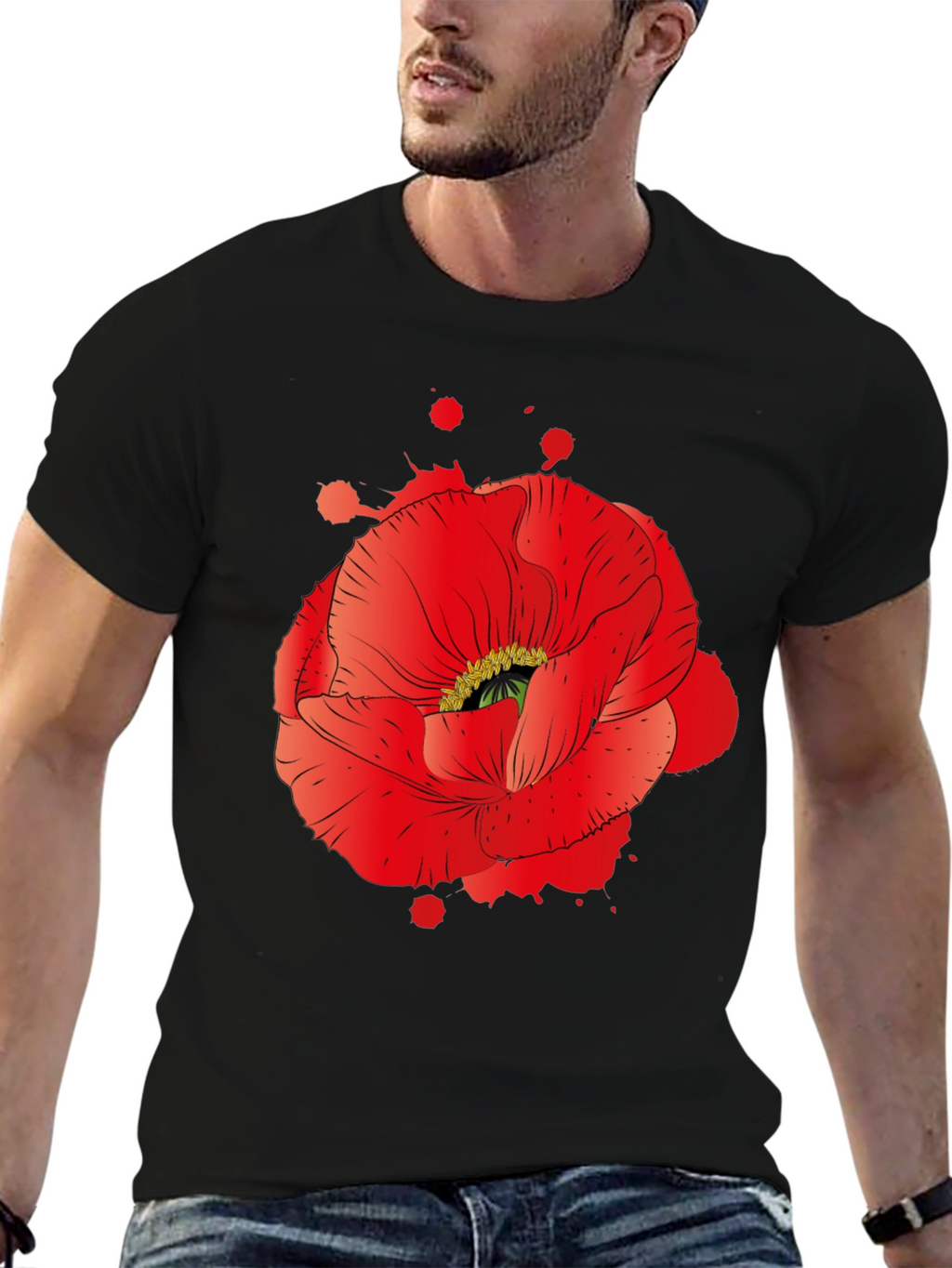Red Poppy Graphic Print T-Shirt