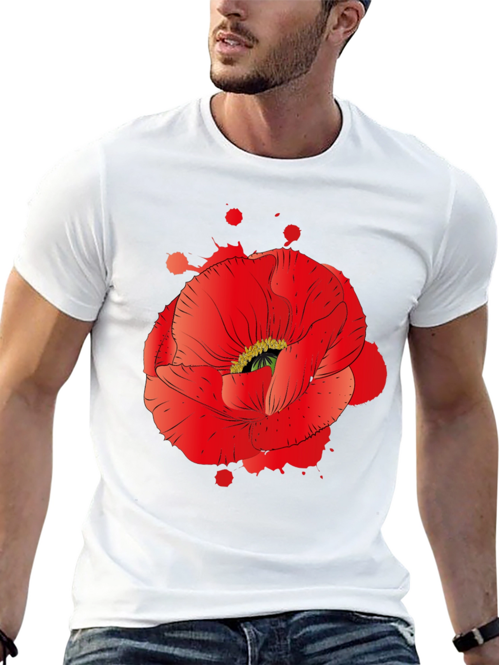 Red Poppy Graphic Print T-Shirt