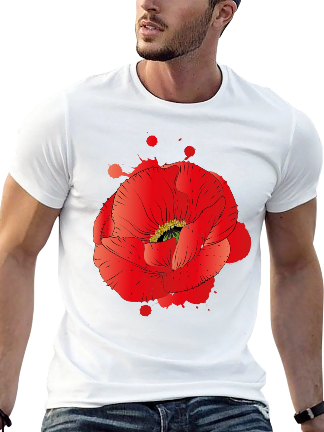 Red Poppy Graphic Print T-Shirt