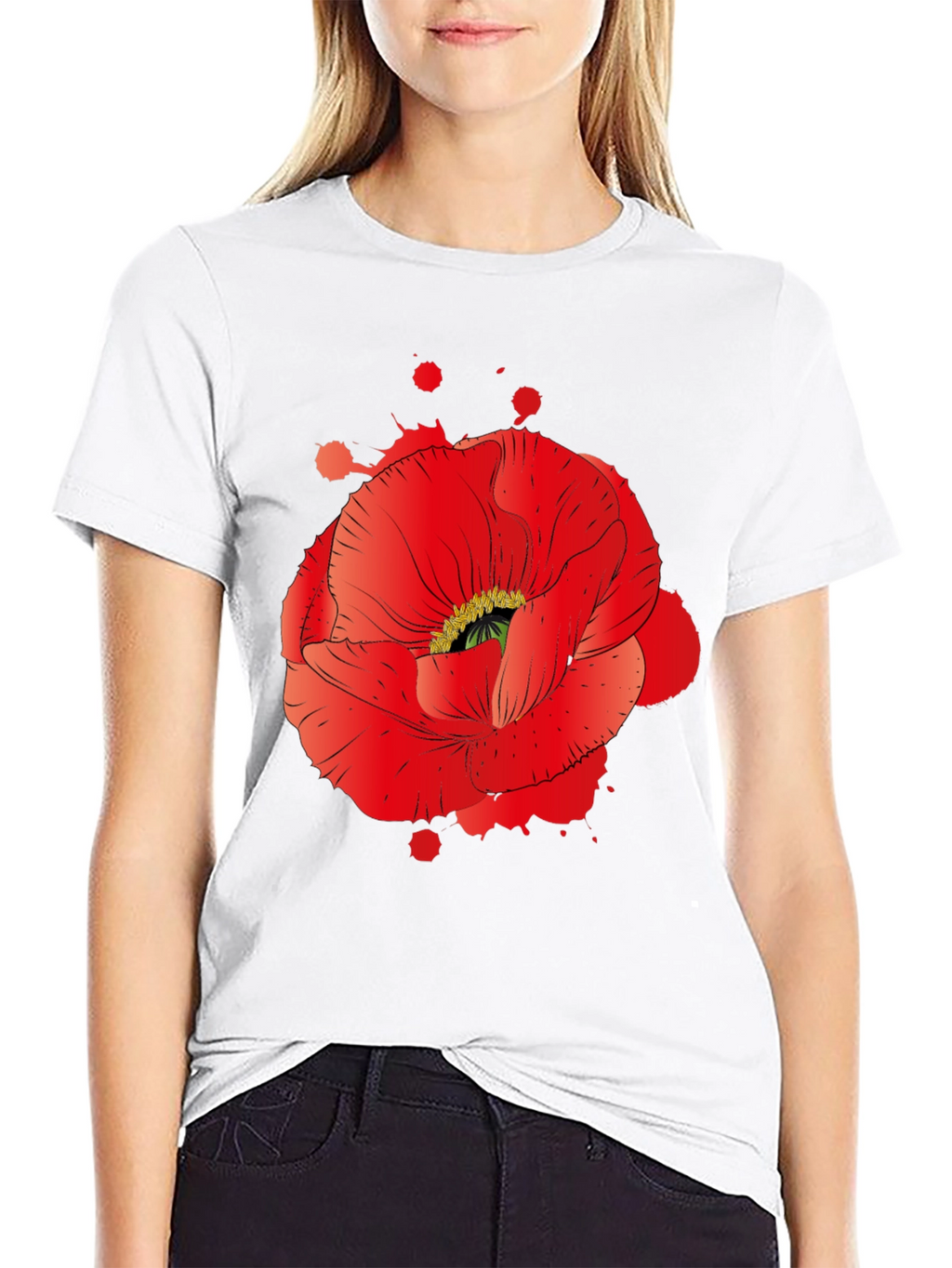 Red Poppy Graphic Print T-Shirt