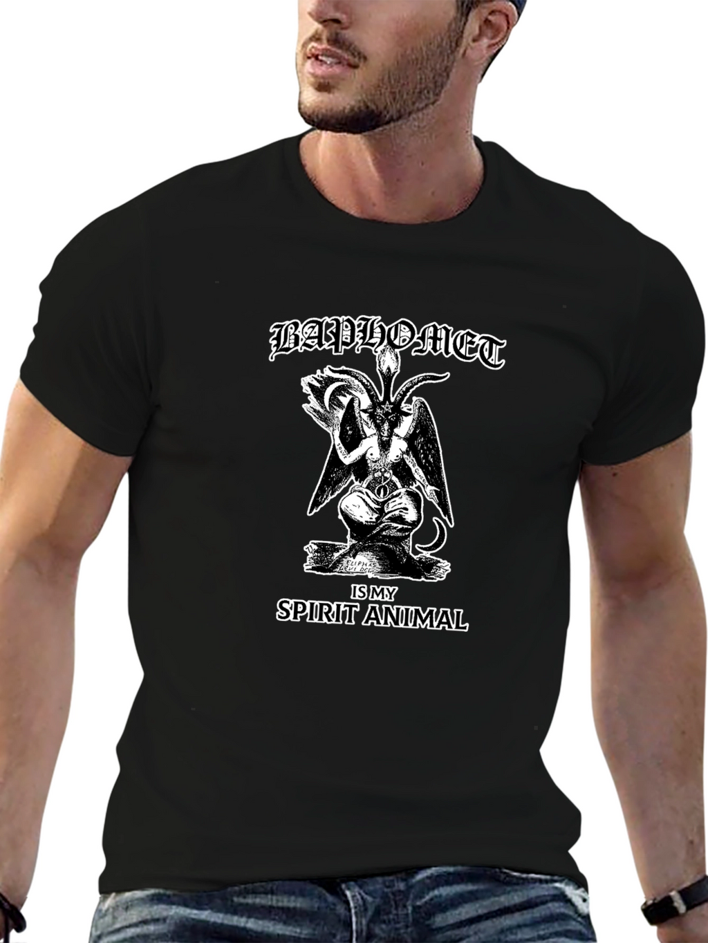Baphomet Spirit Animal Graphic T-Shirt - Black