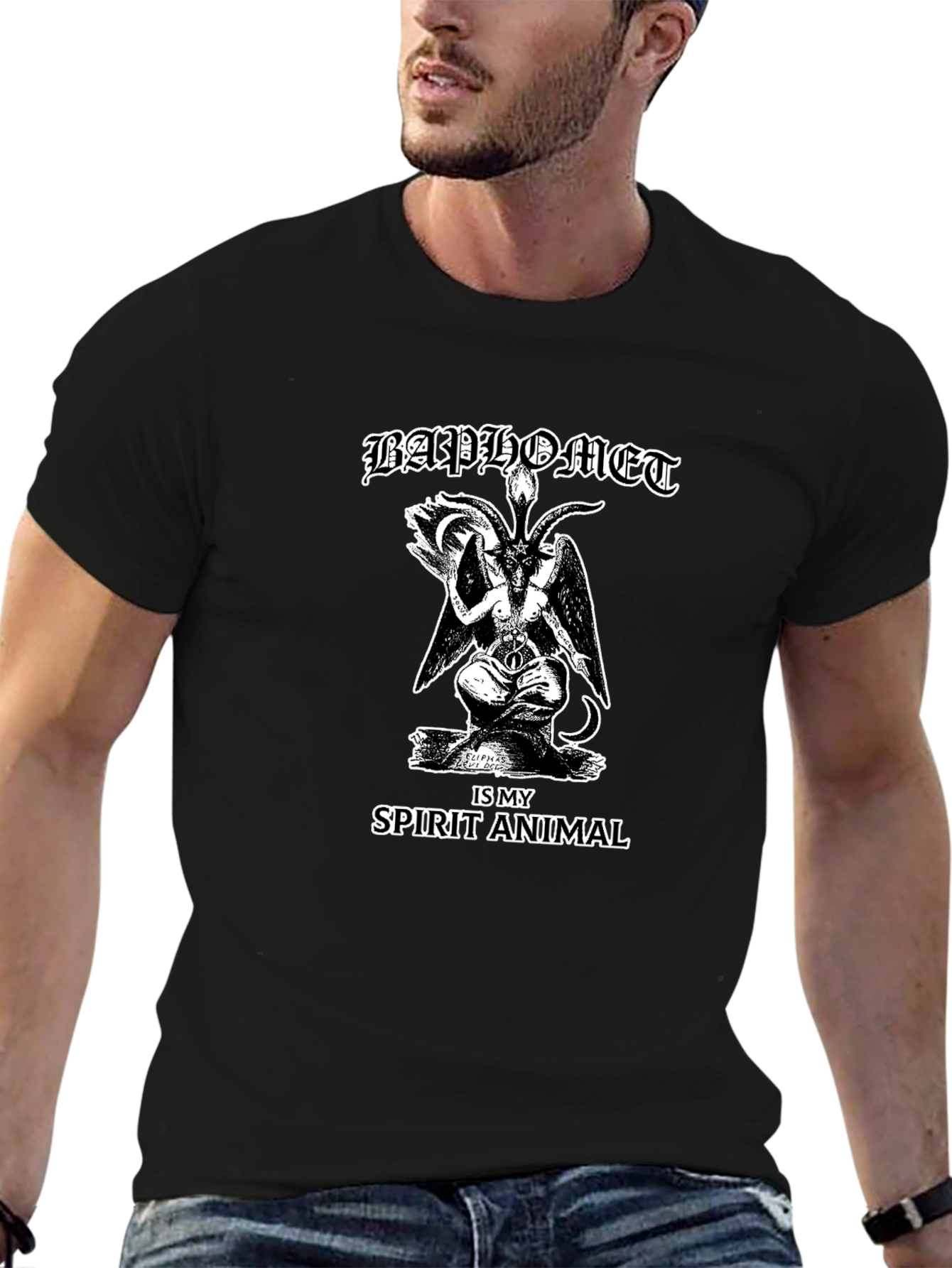 Baphomet Spirit Animal Graphic T-Shirt - Black