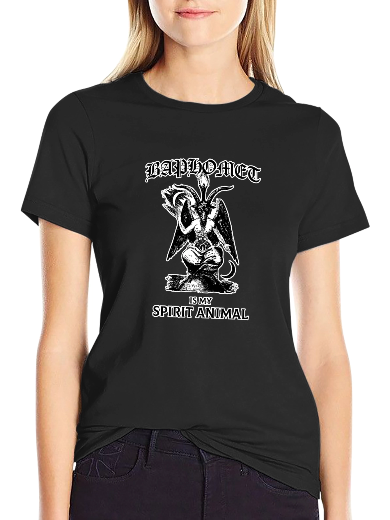 Baphomet Spirit Animal Graphic T-Shirt - Black