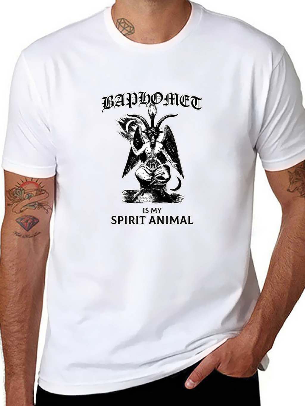 Baphomet Spirit Animal Graphic T-Shirt - Black
