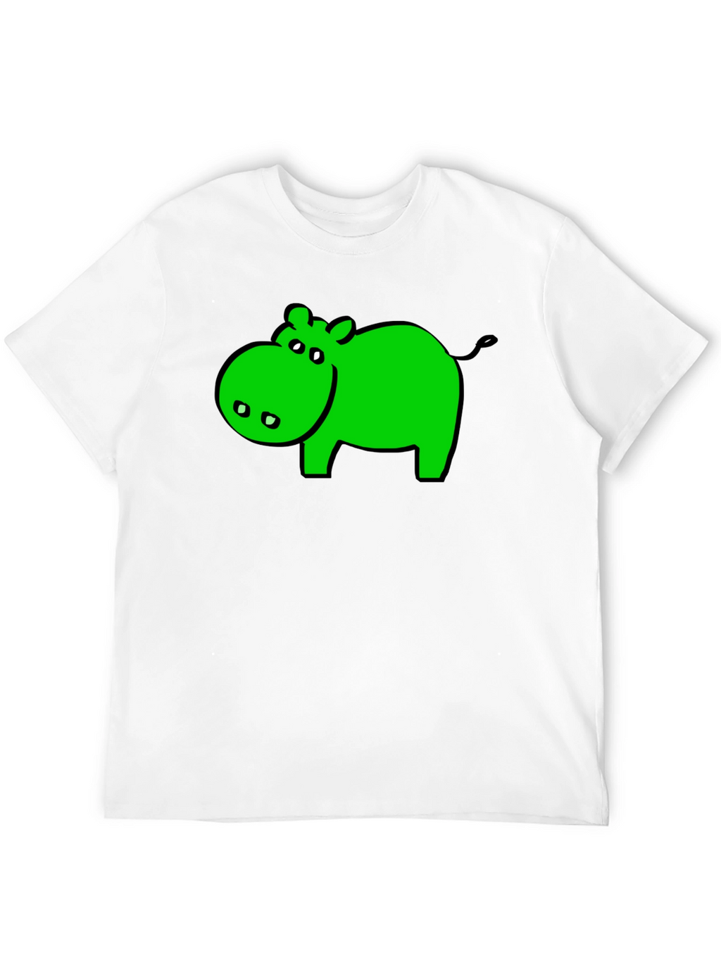 Green Hippo Graphic Black T-Shirt - Casual Wear