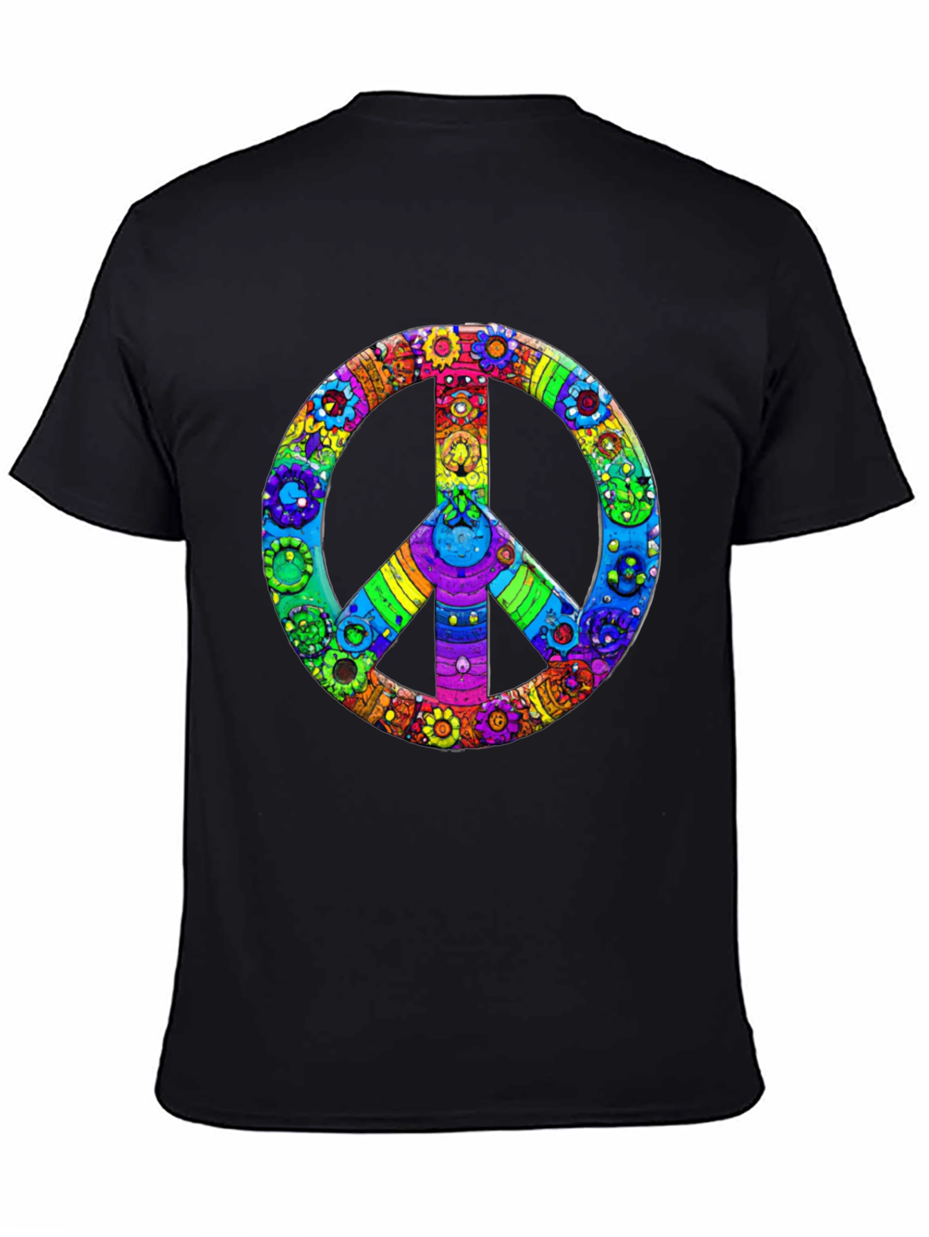 Psychedelic Peace Sign Graphic Tee - Colorful Hippie Shirt