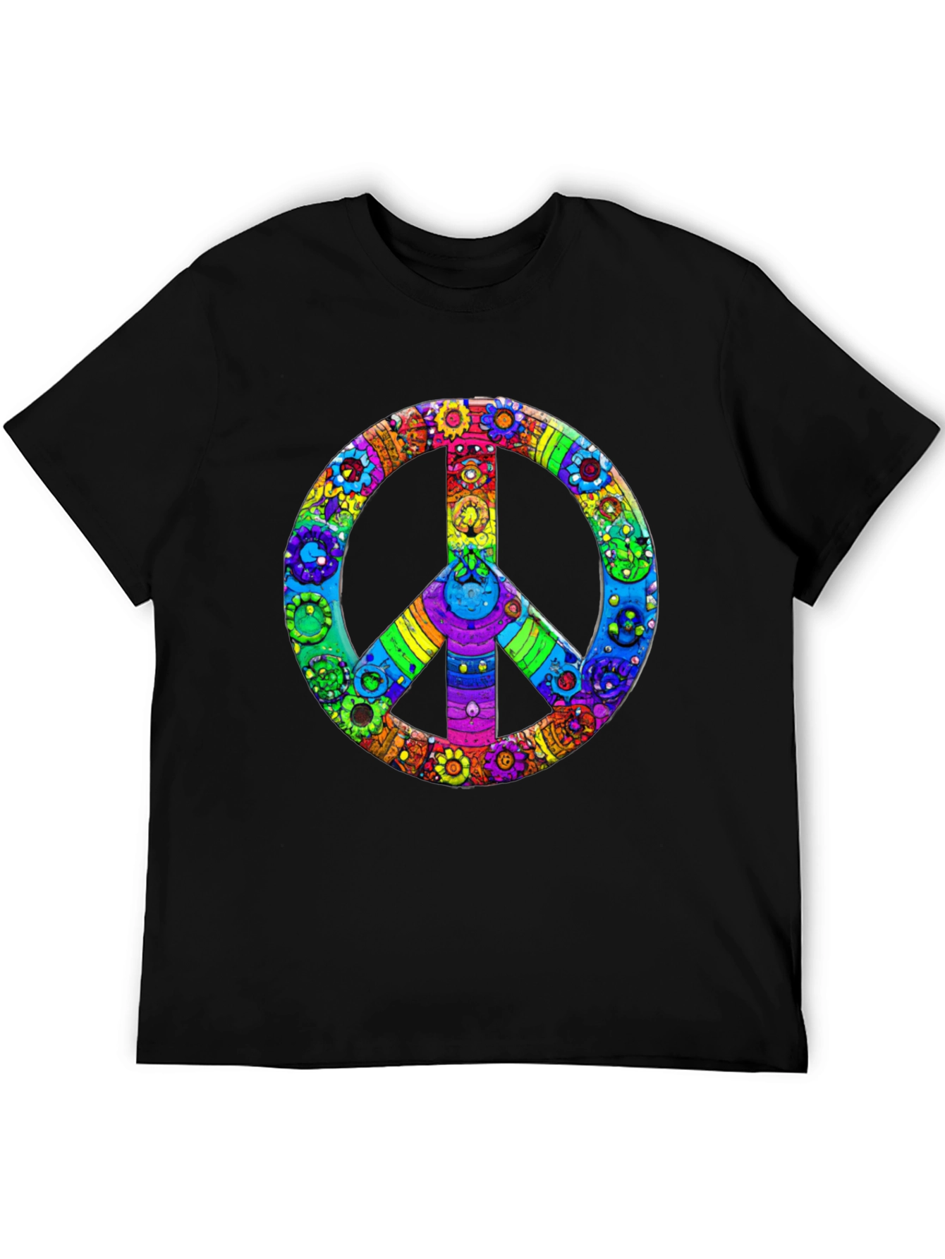 Psychedelic Peace Sign Graphic Tee - Colorful Hippie Shirt