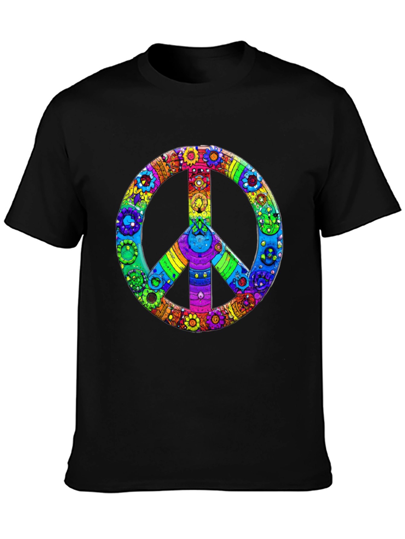 Psychedelic Peace Sign Graphic Tee - Colorful Hippie Shirt