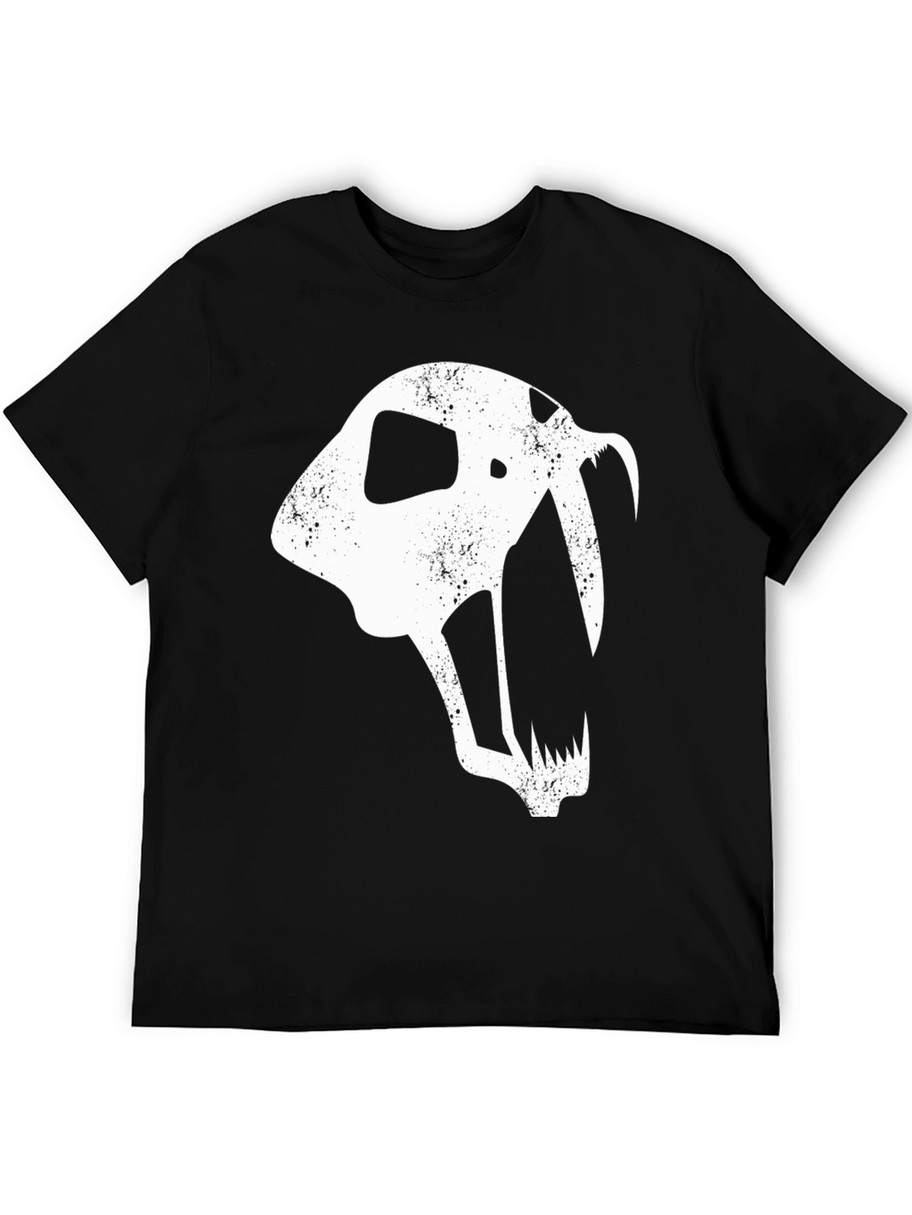 Saber-Toothed Cat Skull Graphic T-Shirt - Black