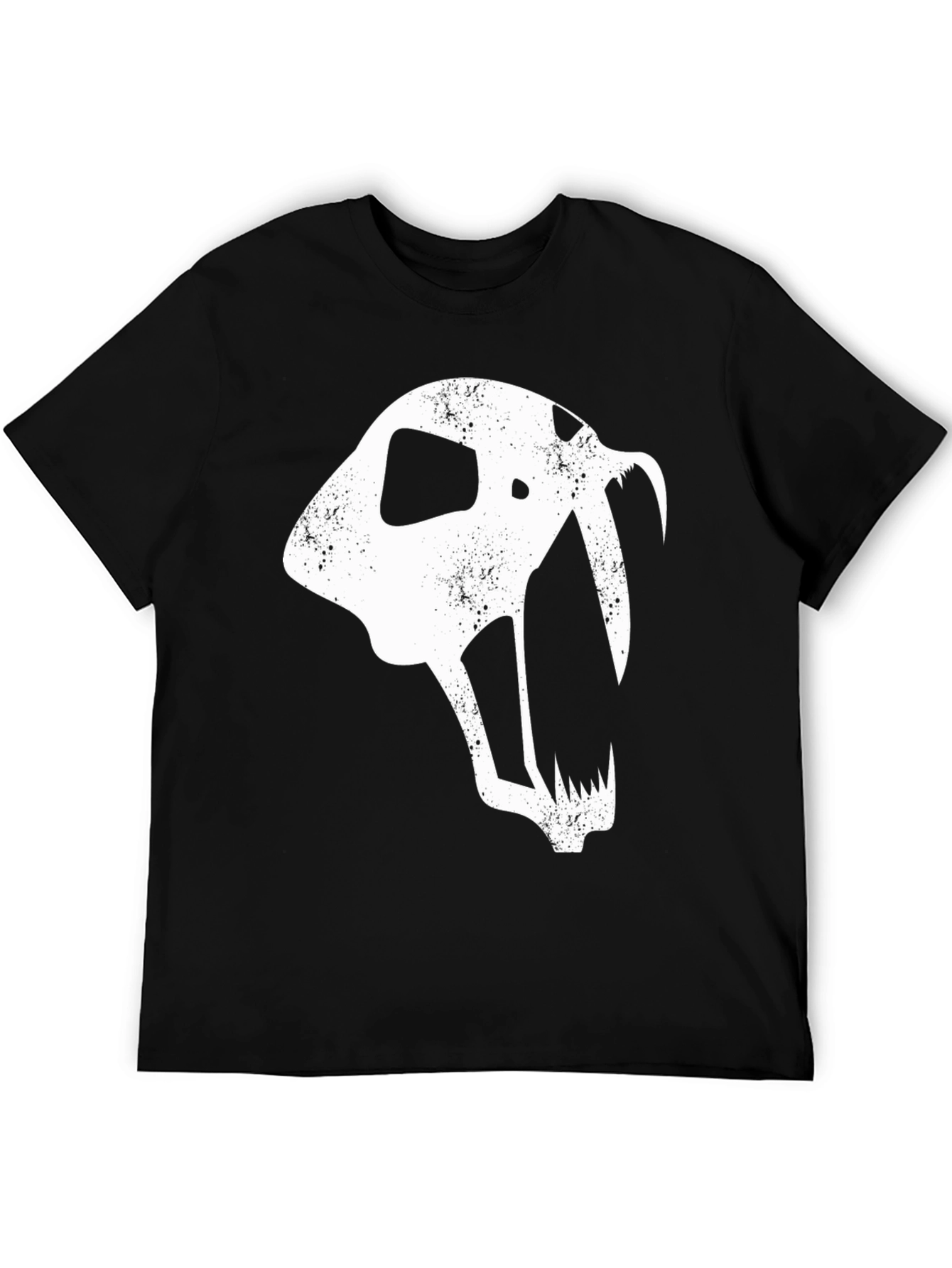 Saber-Toothed Cat Skull Graphic T-Shirt - Black