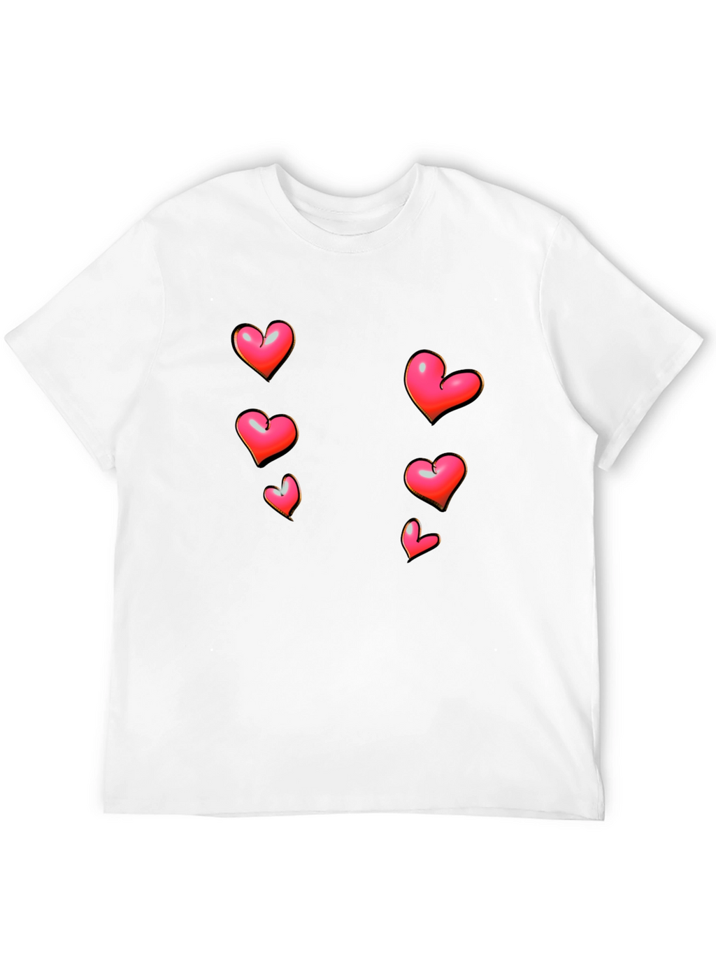Heart Print Black Casual T-Shirt