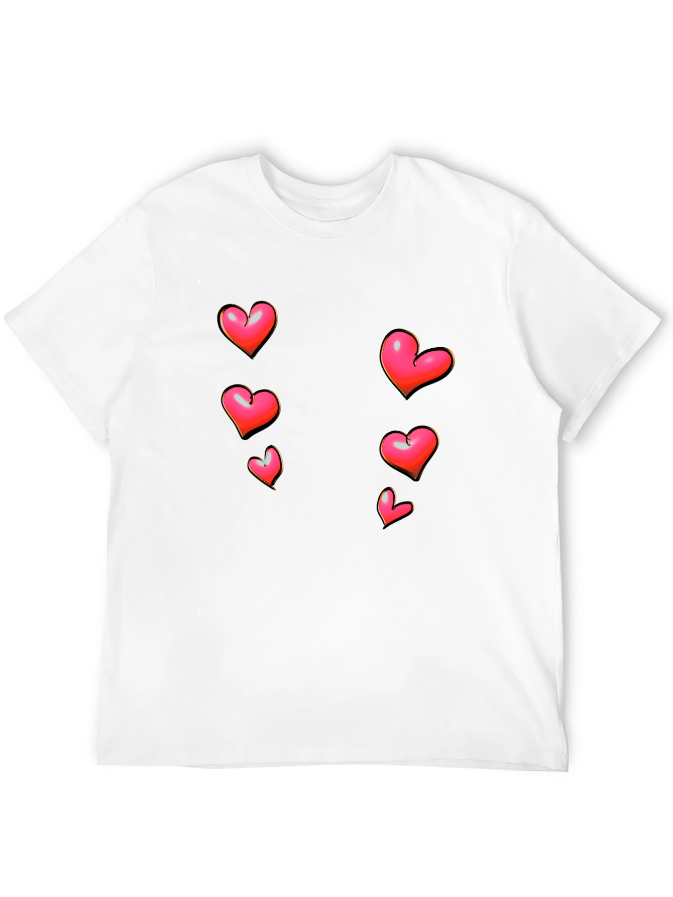 Heart Print Black Casual T-Shirt