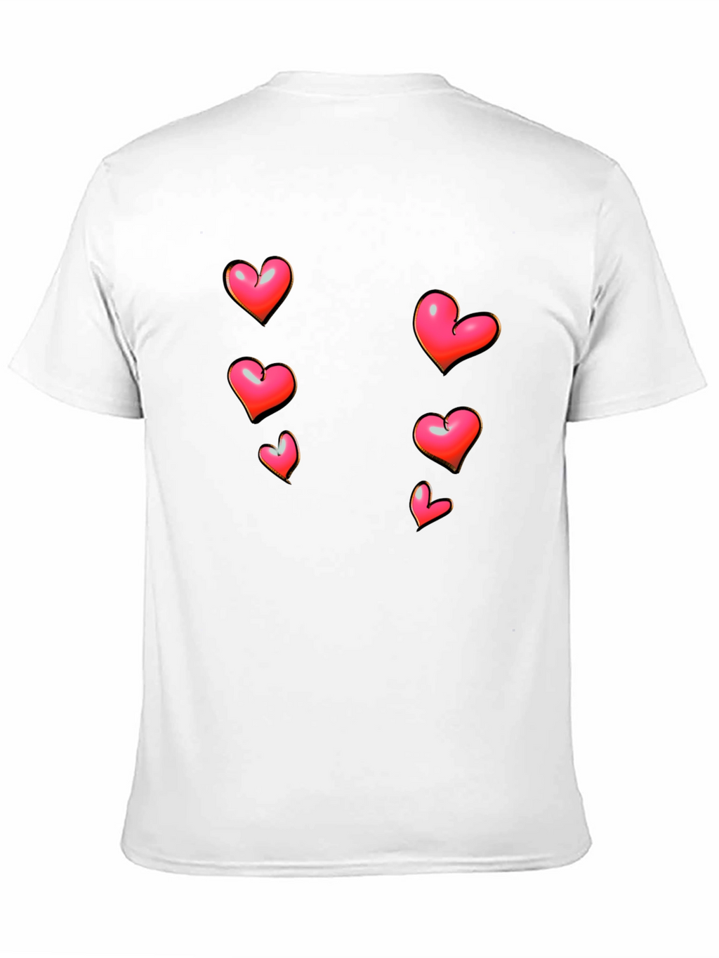Heart Print Black Casual T-Shirt