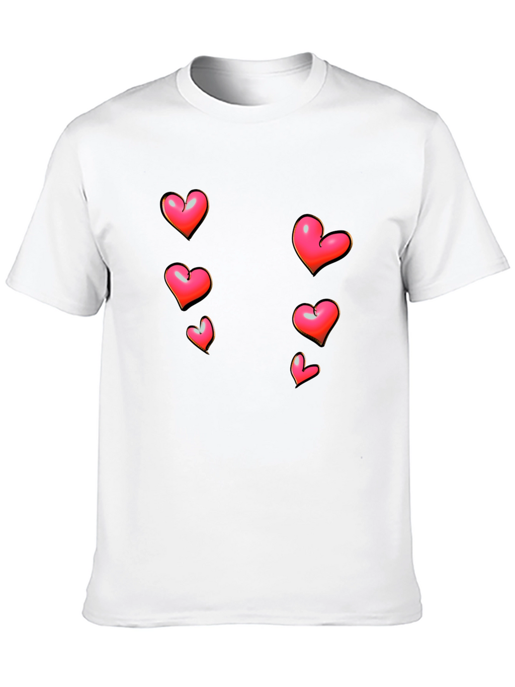 Heart Print Black Casual T-Shirt