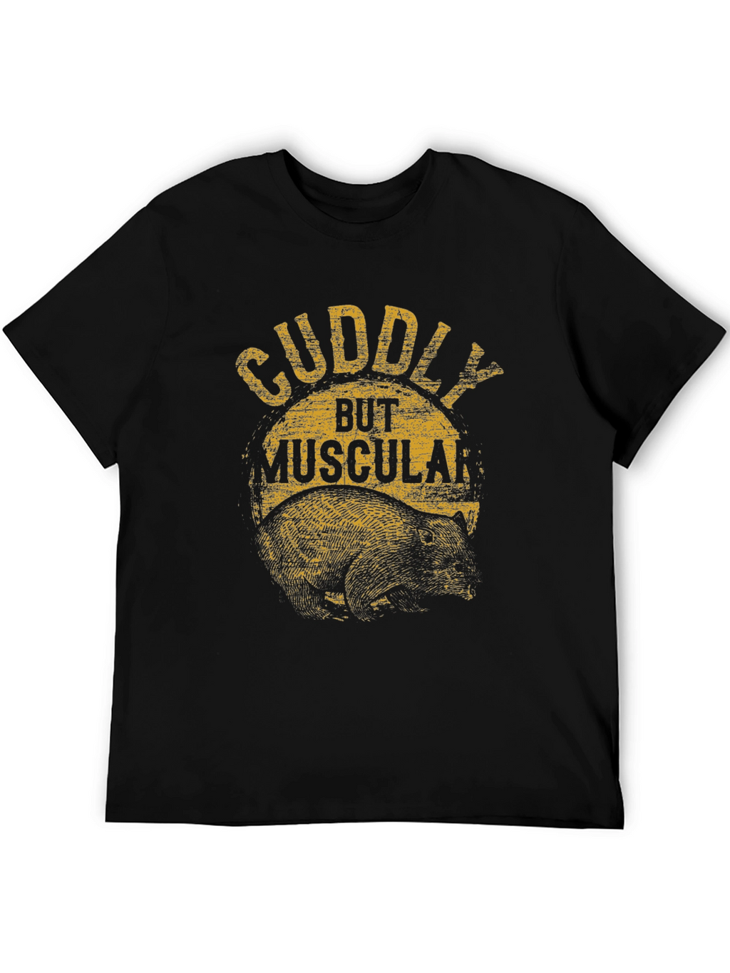 Cuddly But Muscular Bear Graphic Tee - Black
