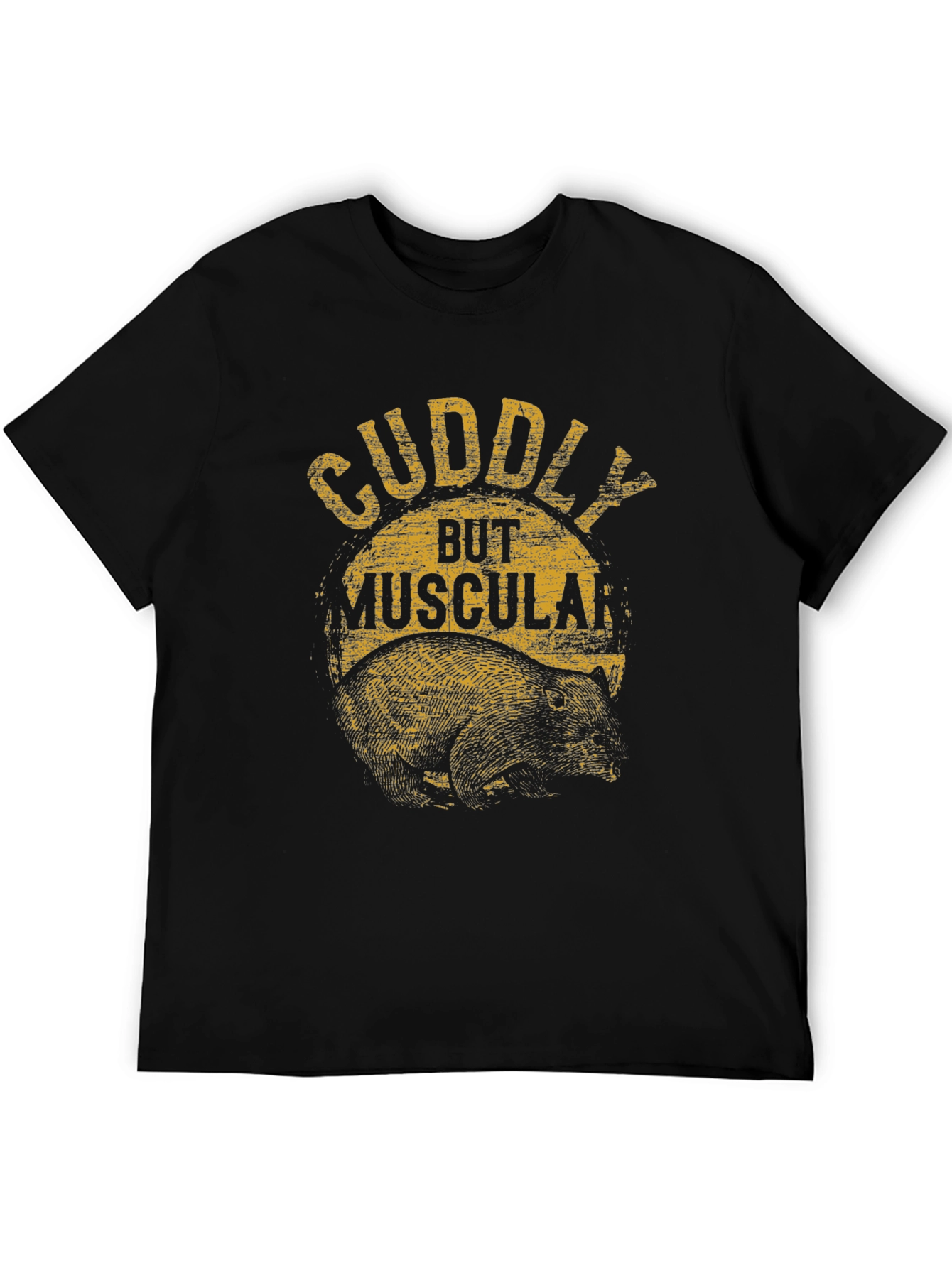 Cuddly But Muscular Bear Graphic Tee - Black