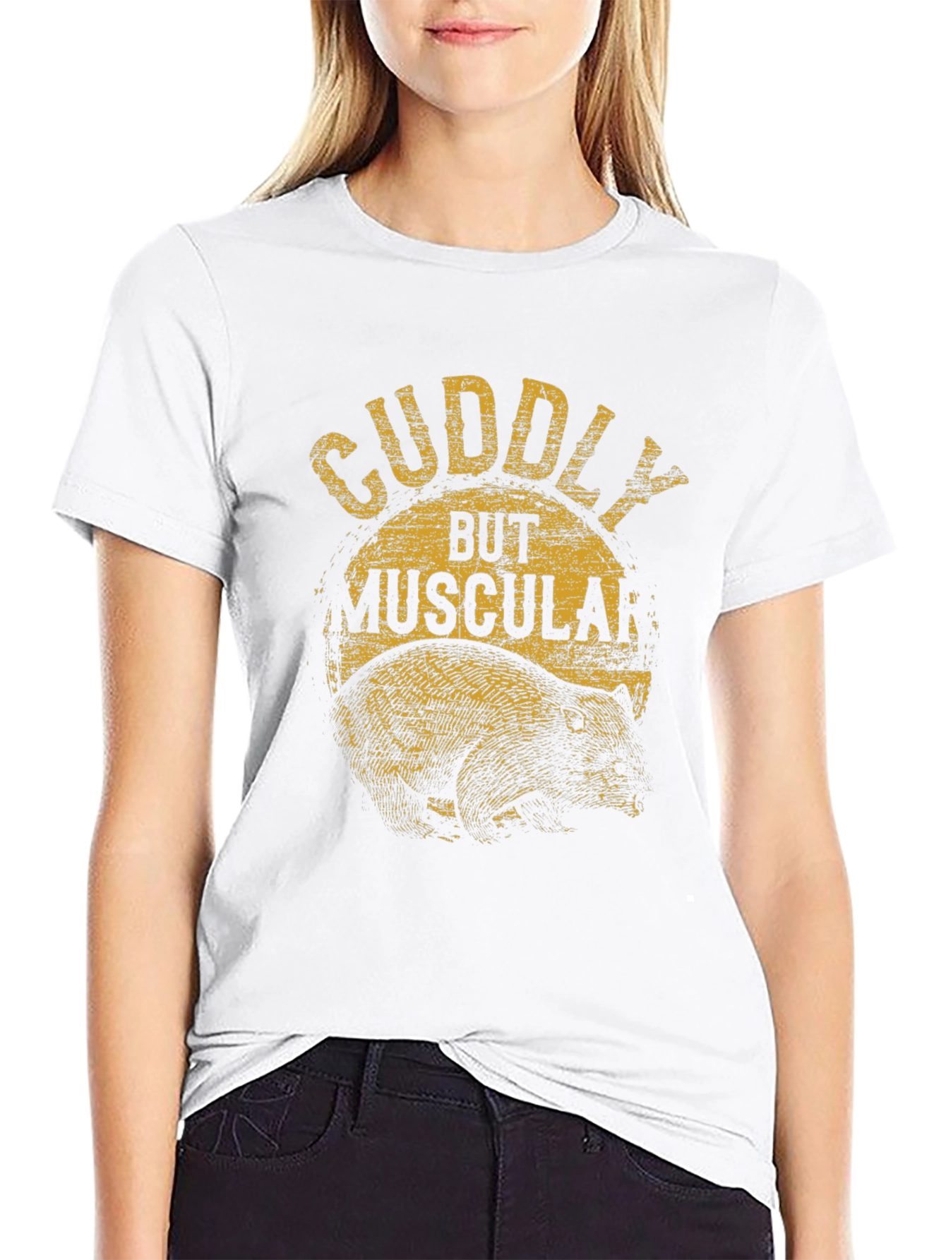 Cuddly But Muscular Bear Graphic Tee - Black