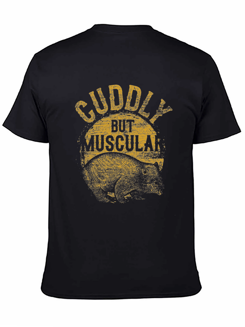 Cuddly But Muscular Bear Graphic Tee - Black