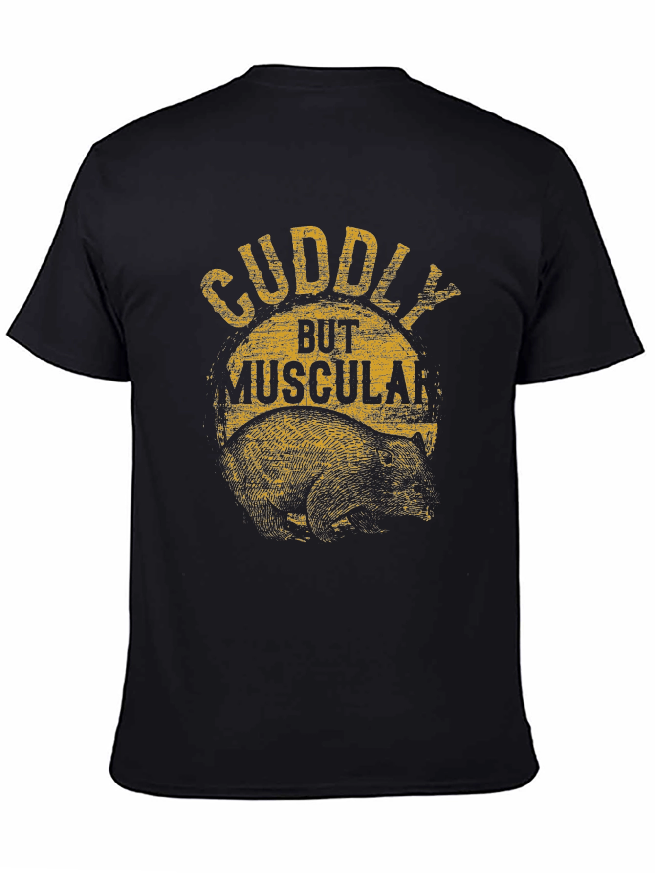 Cuddly But Muscular Bear Graphic Tee - Black
