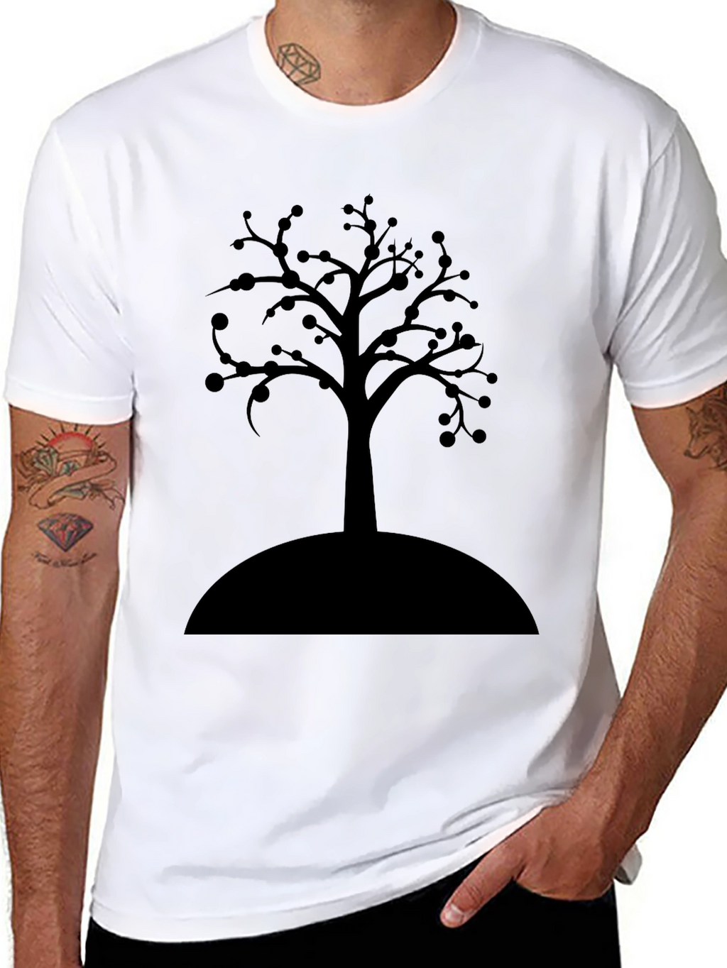 Black Tree Graphic T-Shirt - Modern Casual Wear