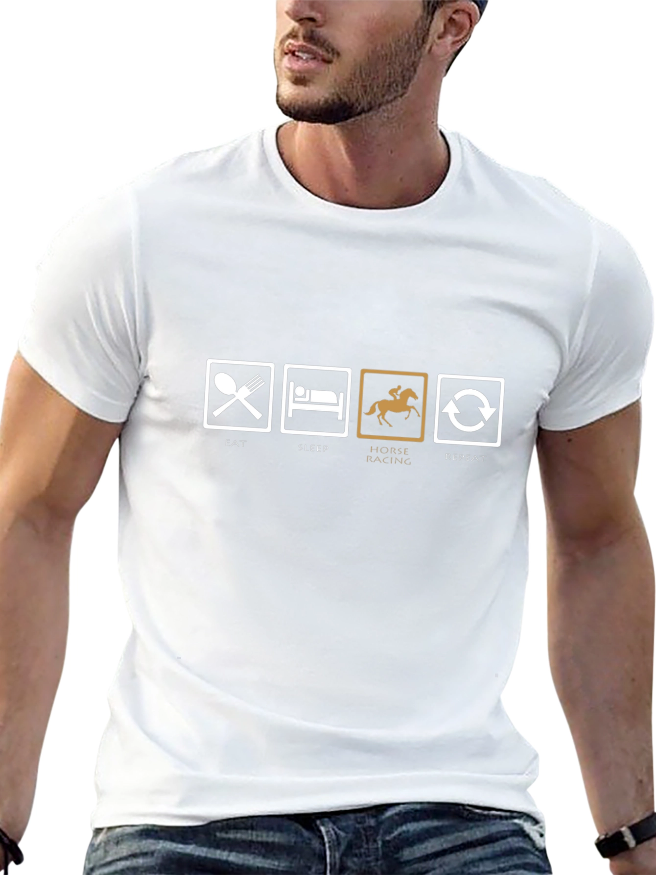Eat Sleep Horse Racing Repeat T-Shirt - Black