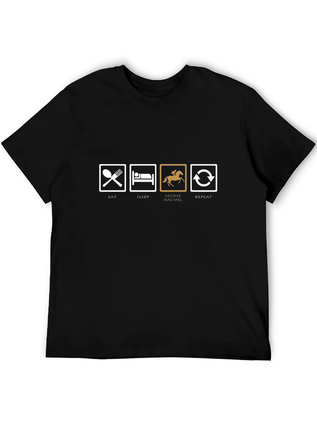 Eat Sleep Horse Racing Repeat T-Shirt - Black