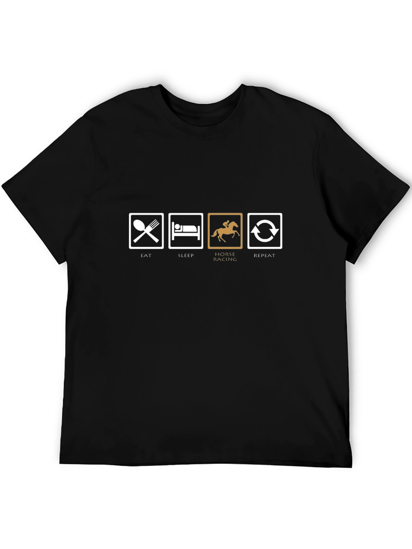 Eat Sleep Horse Racing Repeat T-Shirt - Black