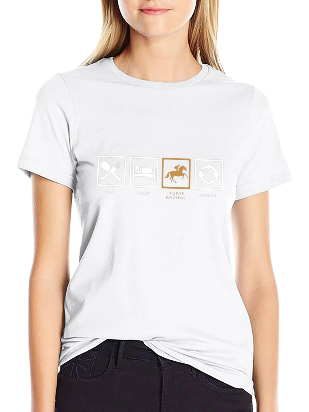 Eat Sleep Horse Racing Repeat T-Shirt - Black