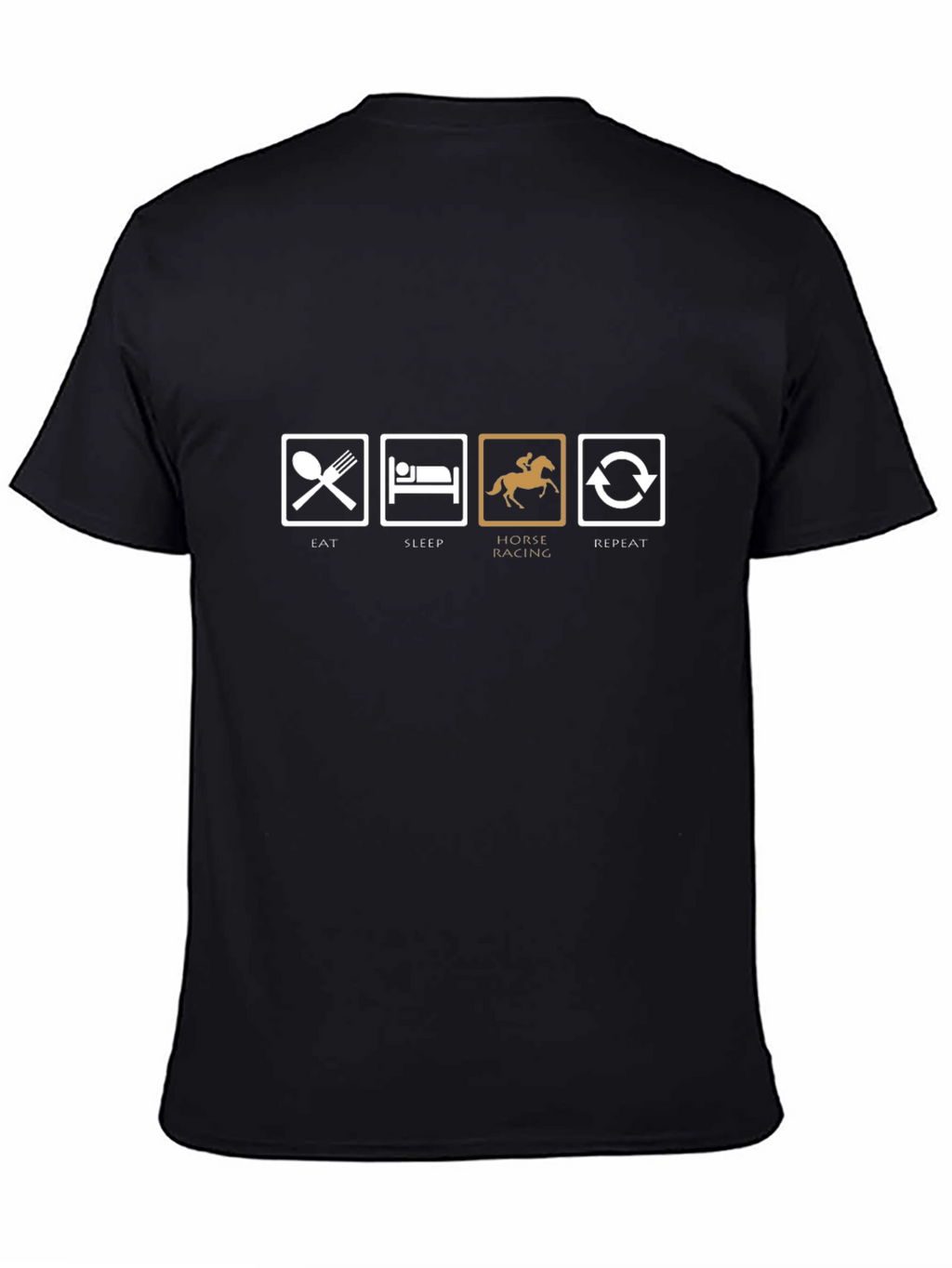 Eat Sleep Horse Racing Repeat T-Shirt - Black