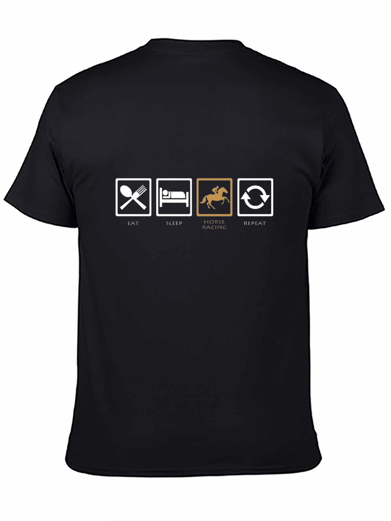Eat Sleep Horse Racing Repeat T-Shirt - Black