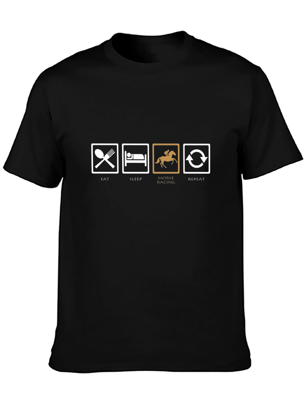 Eat Sleep Horse Racing Repeat T-Shirt - Black