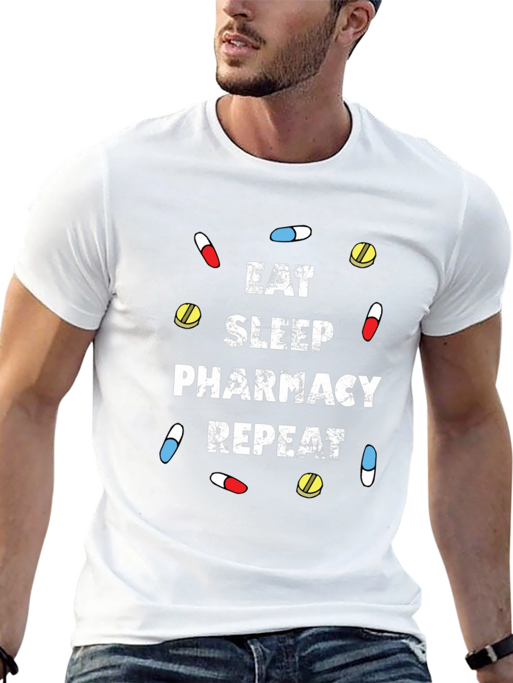 Eat Sleep Pharmacy Repeat Black T-Shirt