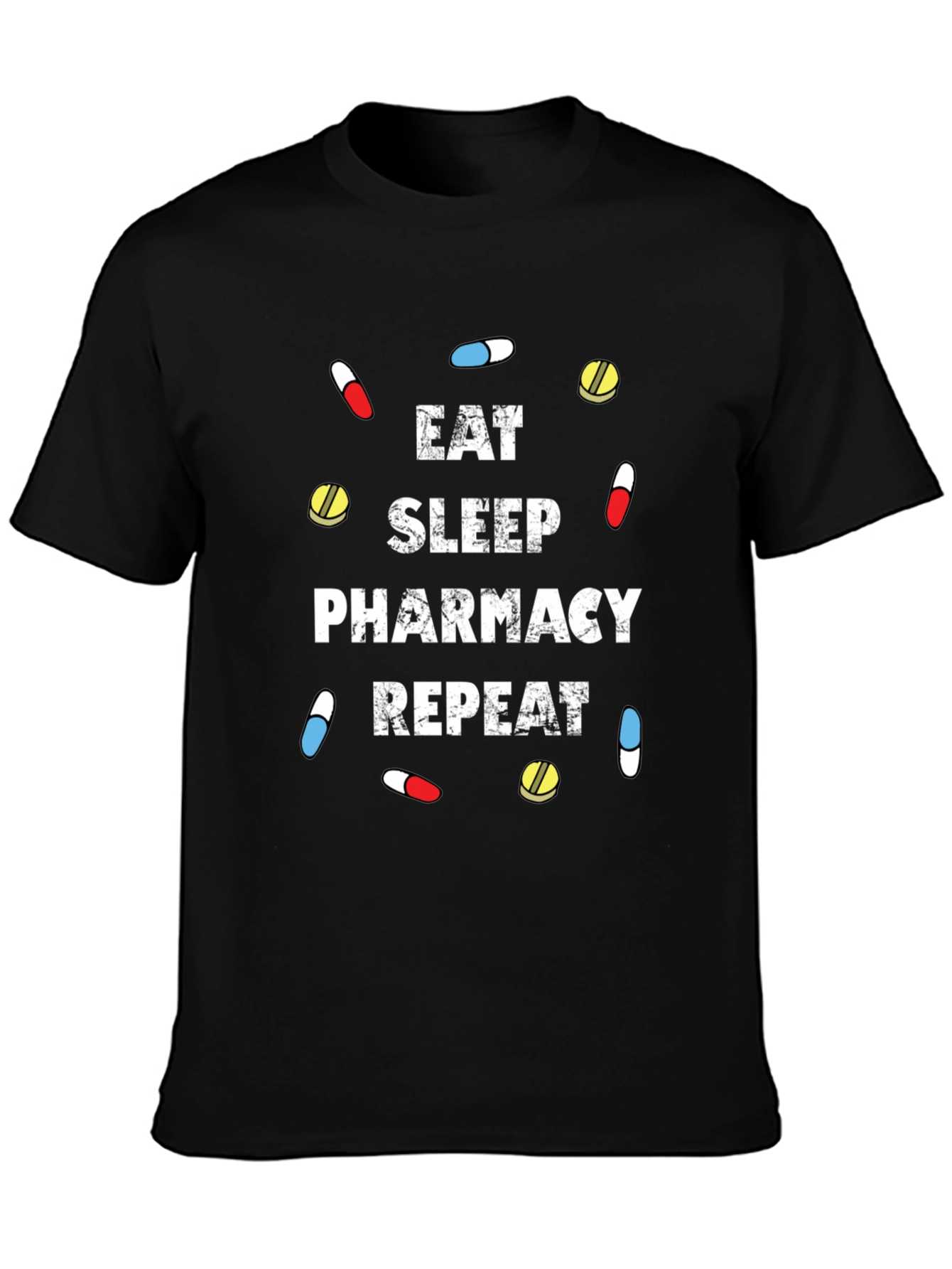 Eat Sleep Pharmacy Repeat Black T-Shirt
