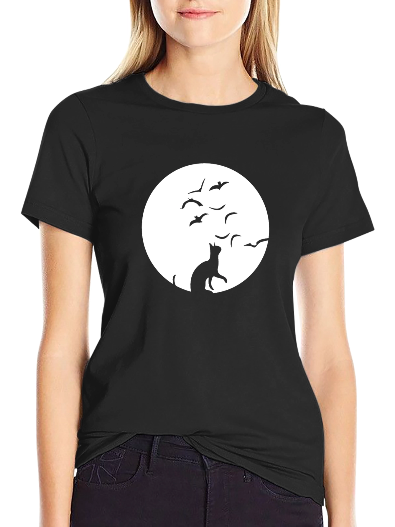Cat and Moon Graphic Tee