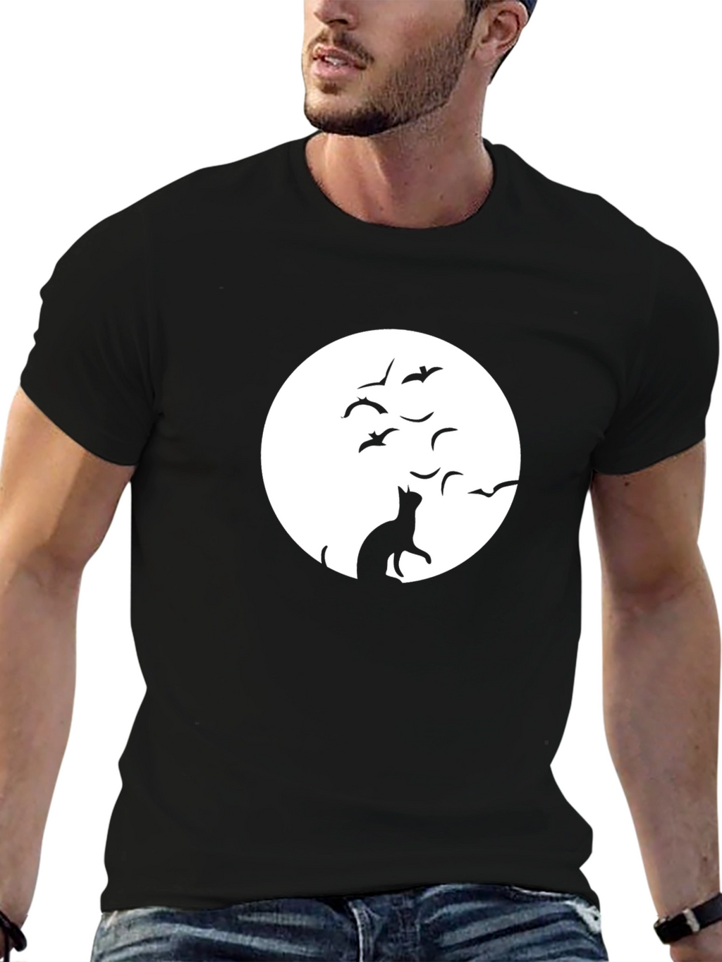 Cat and Moon Graphic Tee