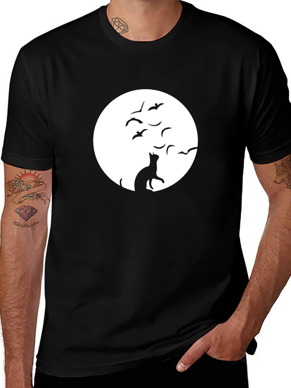 Cat and Moon Graphic Tee